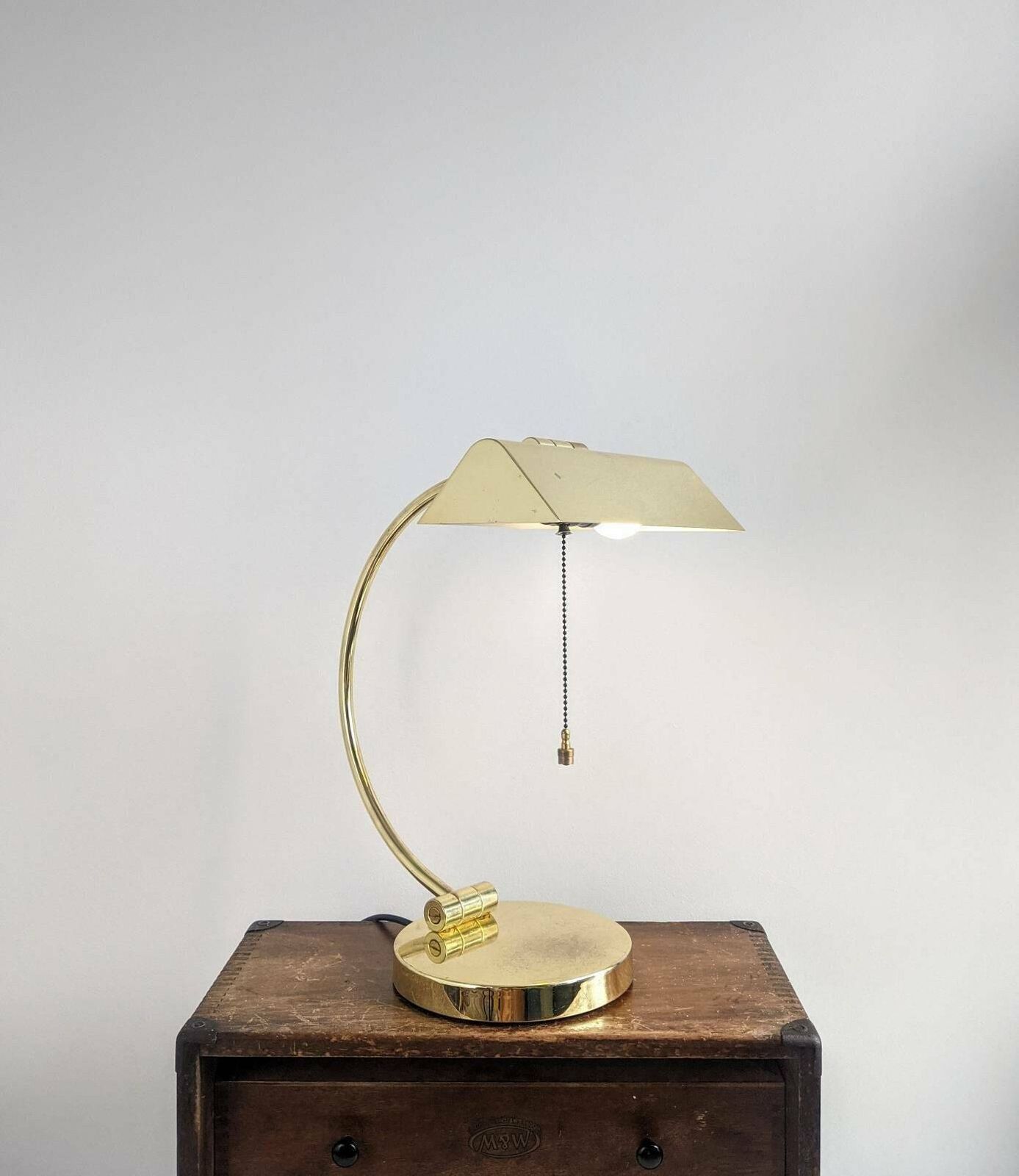 Vintage Banker's Desk Lamp In Shiny Gold photo furniture