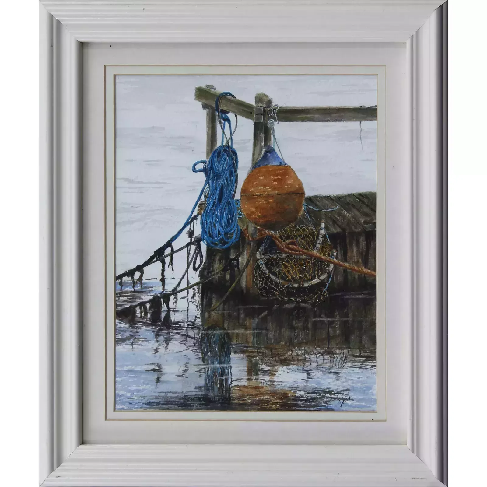 Watercolour Of A Mooring, Indistinctly Signed Jen.