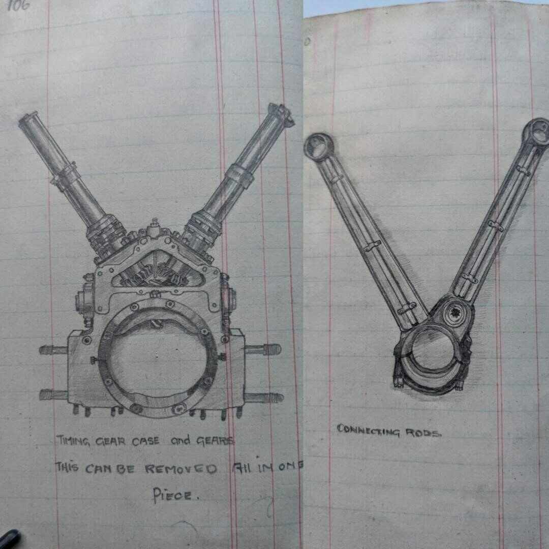 Detailed Mechanics Notebook Of Different Ww1 Engines By Leading Aero Mechanic Lme Dennis S Craddock From 1916 To 1917 photo 640.0