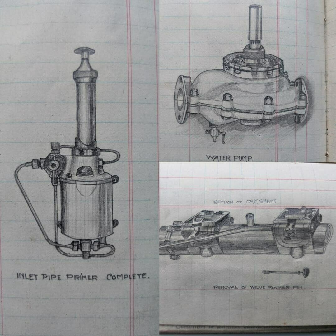 Detailed Mechanics Notebook Of Different Ww1 Engines By Leading Aero Mechanic Lme Dennis S Craddock From 1916 To 1917 photo vinterior