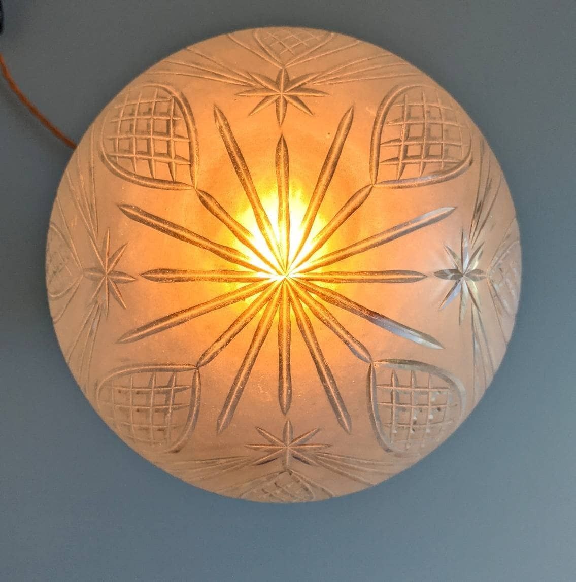 Beautiful Italian Handmade Metal Flower Base & Etched Glass Globe Shade Table Lamp photo vinterior
