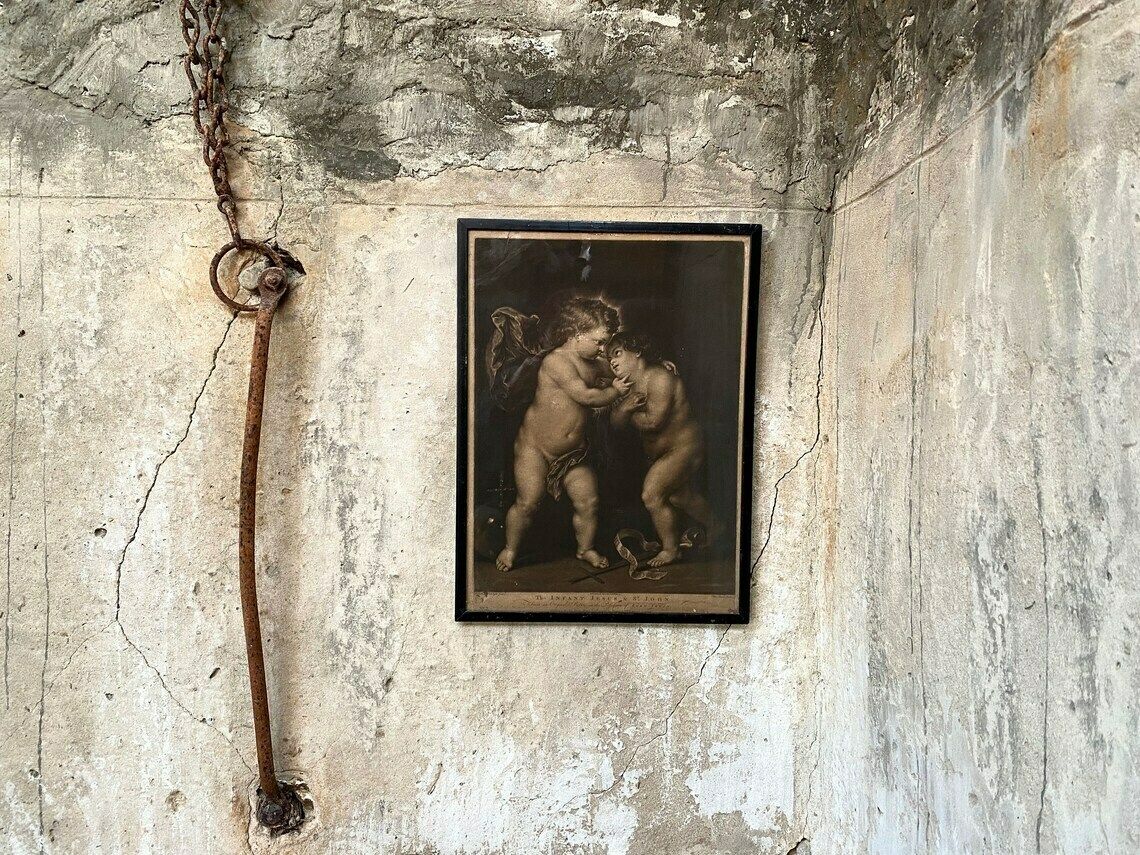 photo furniture The Infant Jesus & St. John Mezzotint 1772 Print By Thomas Burke   After Anthony Van Dyck  Published By William Ryland
