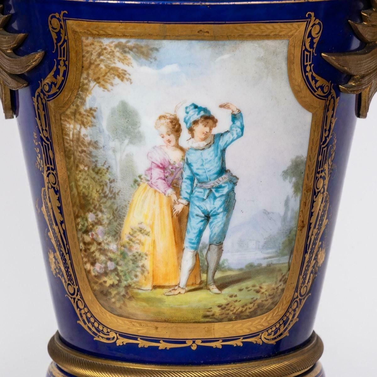 Antique 19th Century Sèvres Ormolu Mounted Vases With Covers C.1870 photo vintage