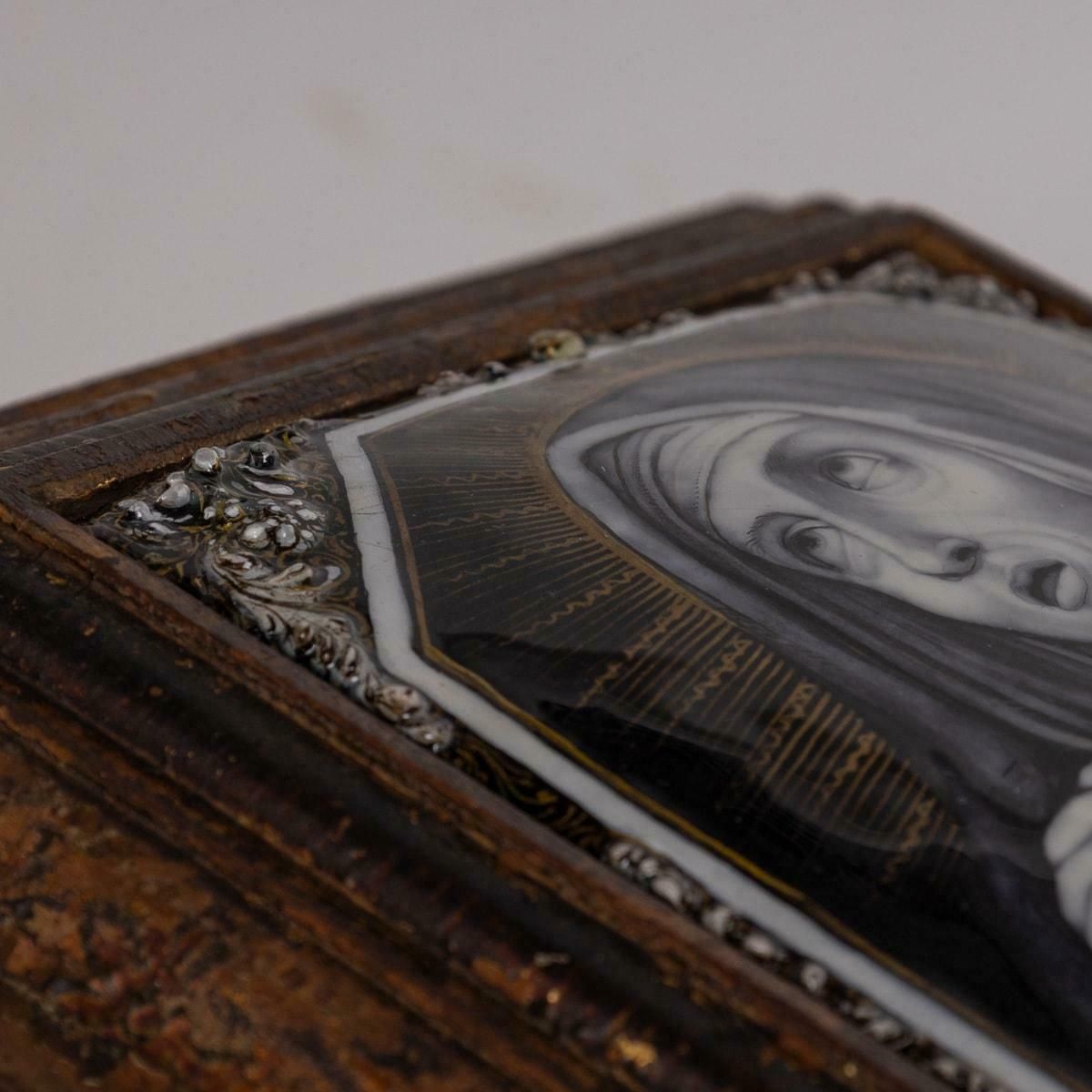 photo for sale Antique 17th Century Limoge Signed Plaque Of A Madonna Praying