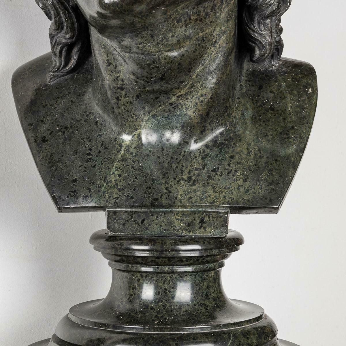 Antique 20th Century Italian Green Marble Life Size Bust On Stand C.1900 photo buy