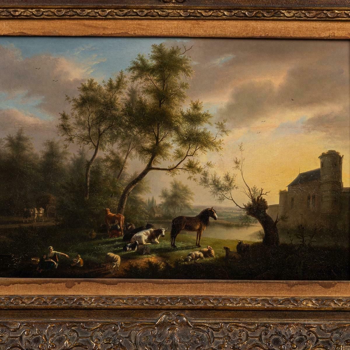 Antique 19th Century Oil On Panel Pastoral Setting, Martin Verstappen 1773 1852 photo for sale