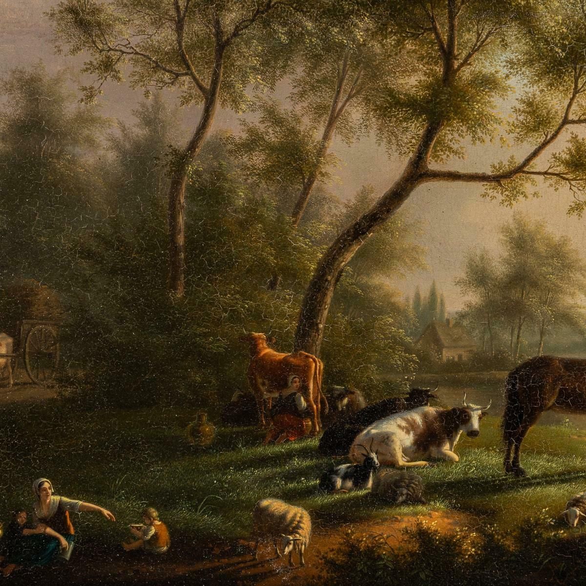 Art Antique 19th Century Oil On Panel Pastoral Setting, Martin Verstappen 1773 1852 photo