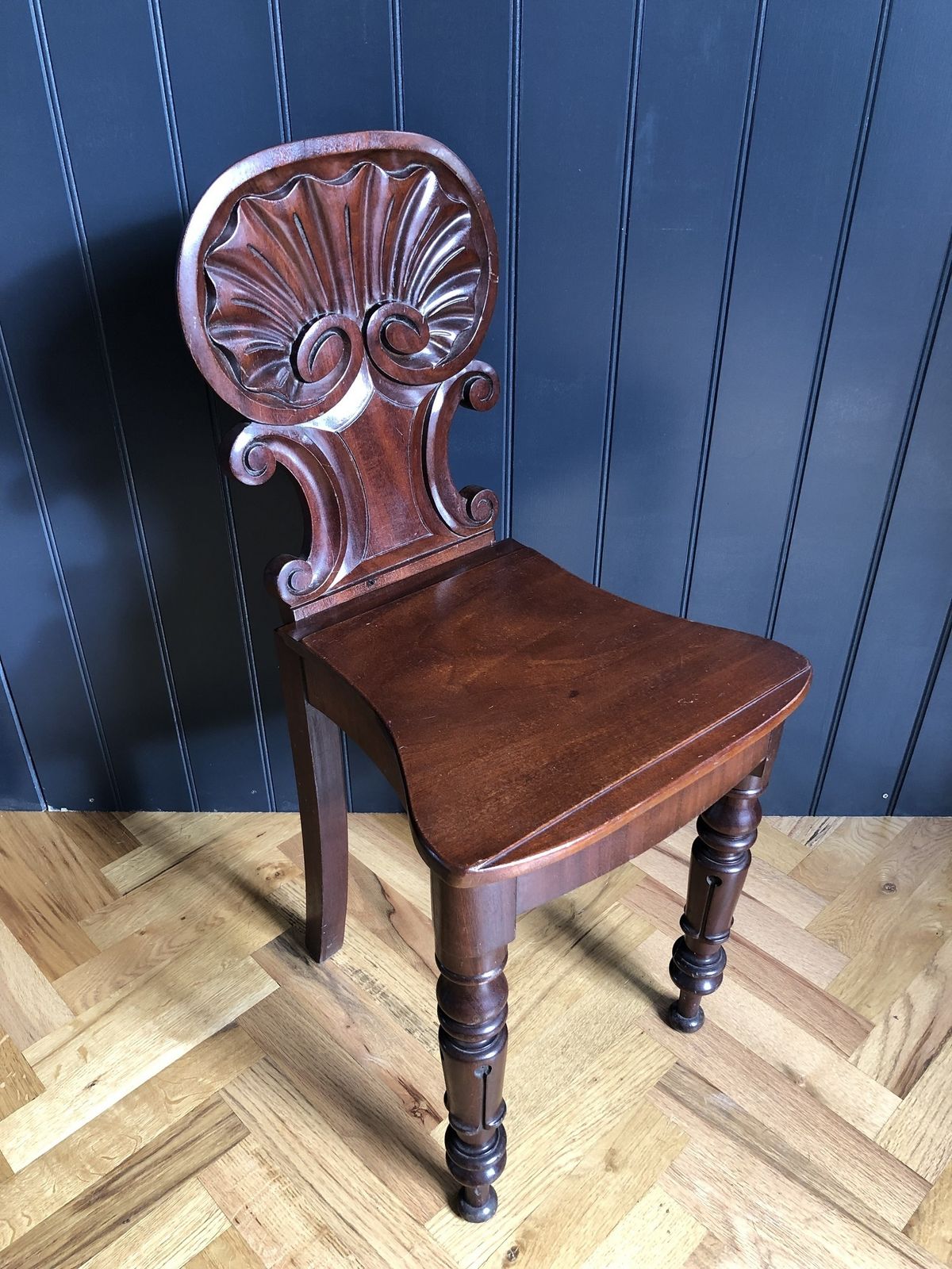 Regency Mahogany Shell Back Hall Chair