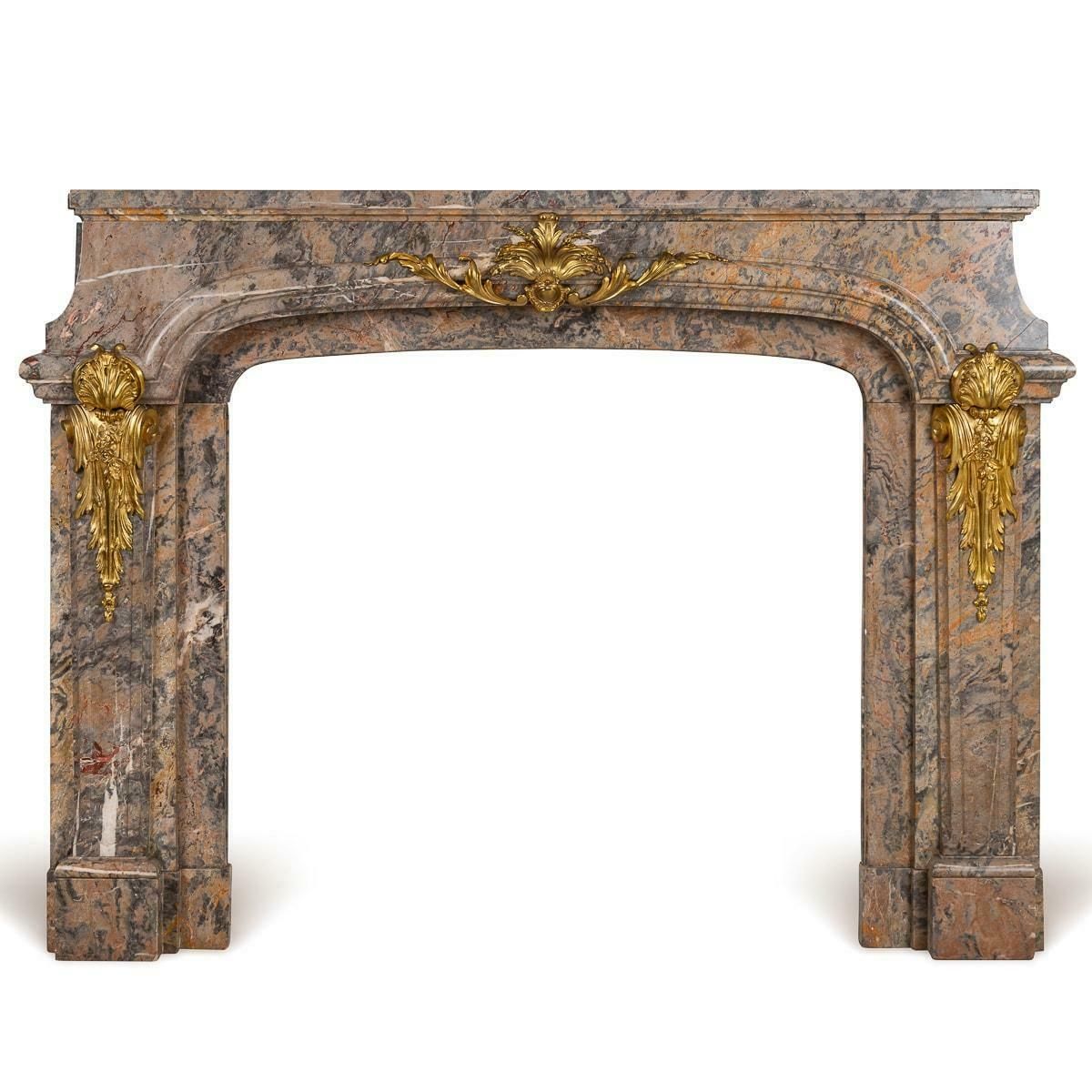 Antique 19th Century French Ormolu Mounted Caravaggio Marble Fireplace C.1880 photo furniture