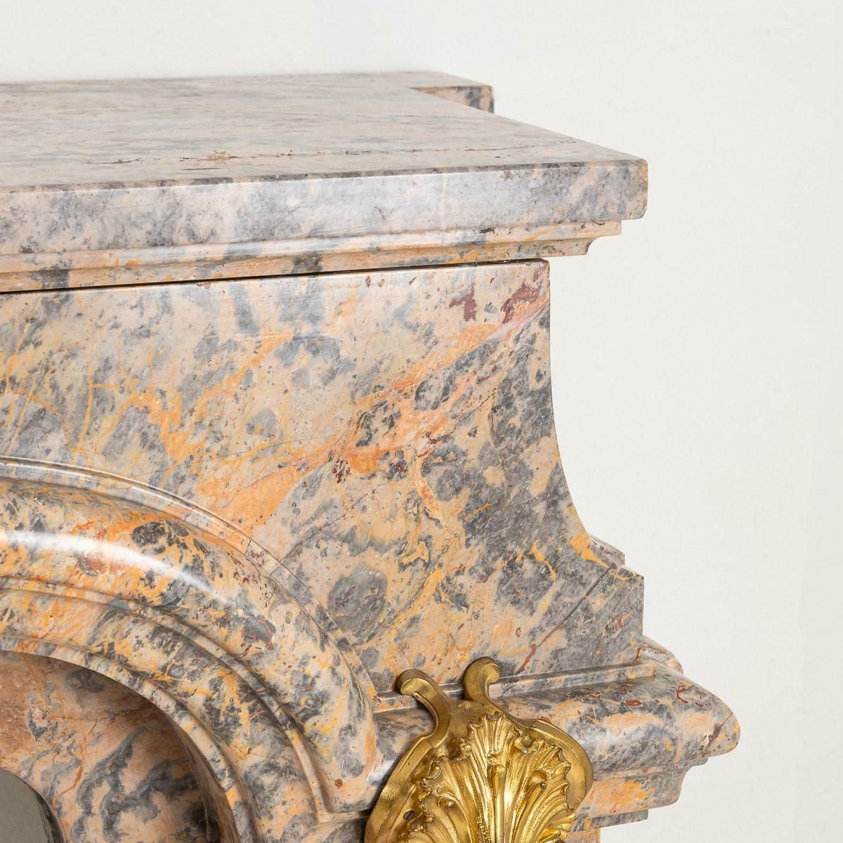 Home Fixtures Antique 19th Century French Ormolu Mounted Caravaggio Marble Fireplace C.1880 photo