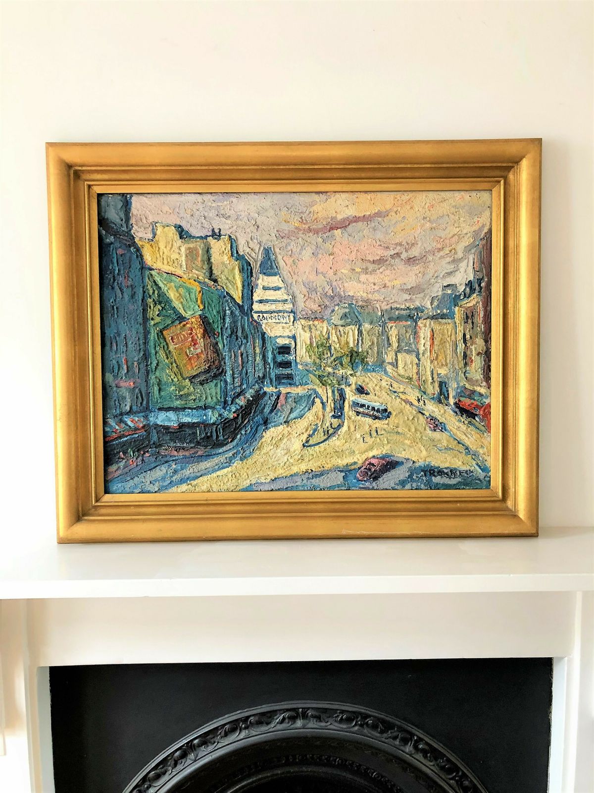 Mid Century Original Paris Cityscape Oil On Canvas