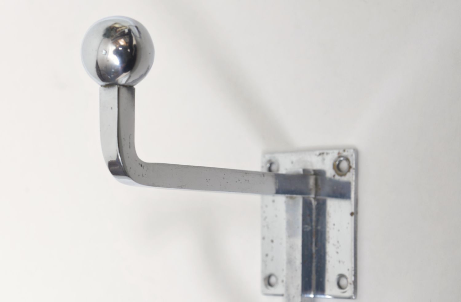 photo for sale Rare Pair Chrome Steel Jean Royere Coat Hooks Racks Hangers Mid Century French 1950s Modernist