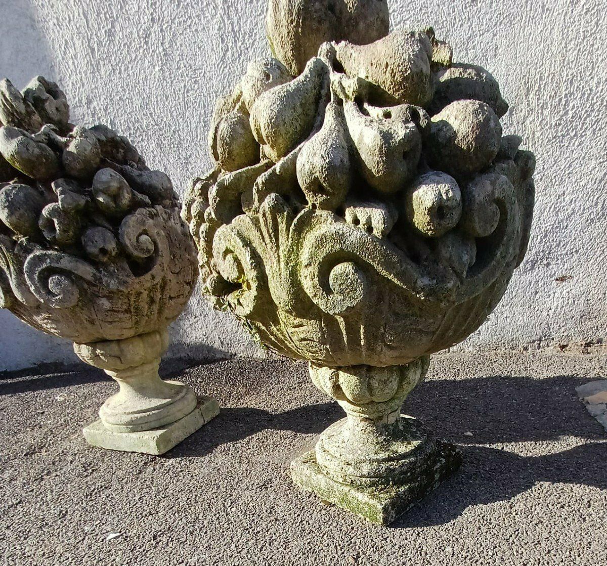 photo for sale Fruit Bowls, Stone Garden Vases, Early 20th Century
