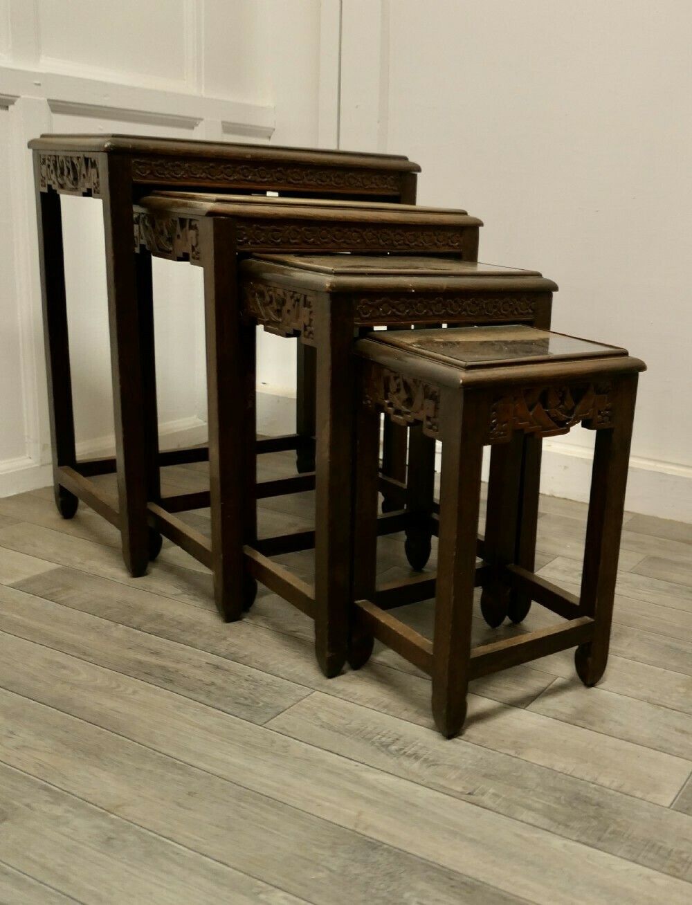 Beautifully Carved Chinoiserie Nest Of Four Tables photo furniture