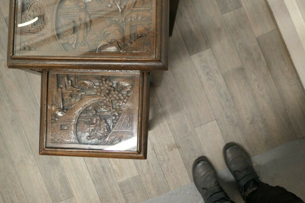 Beautifully Carved Chinoiserie Nest Of Four Tables photo vintage