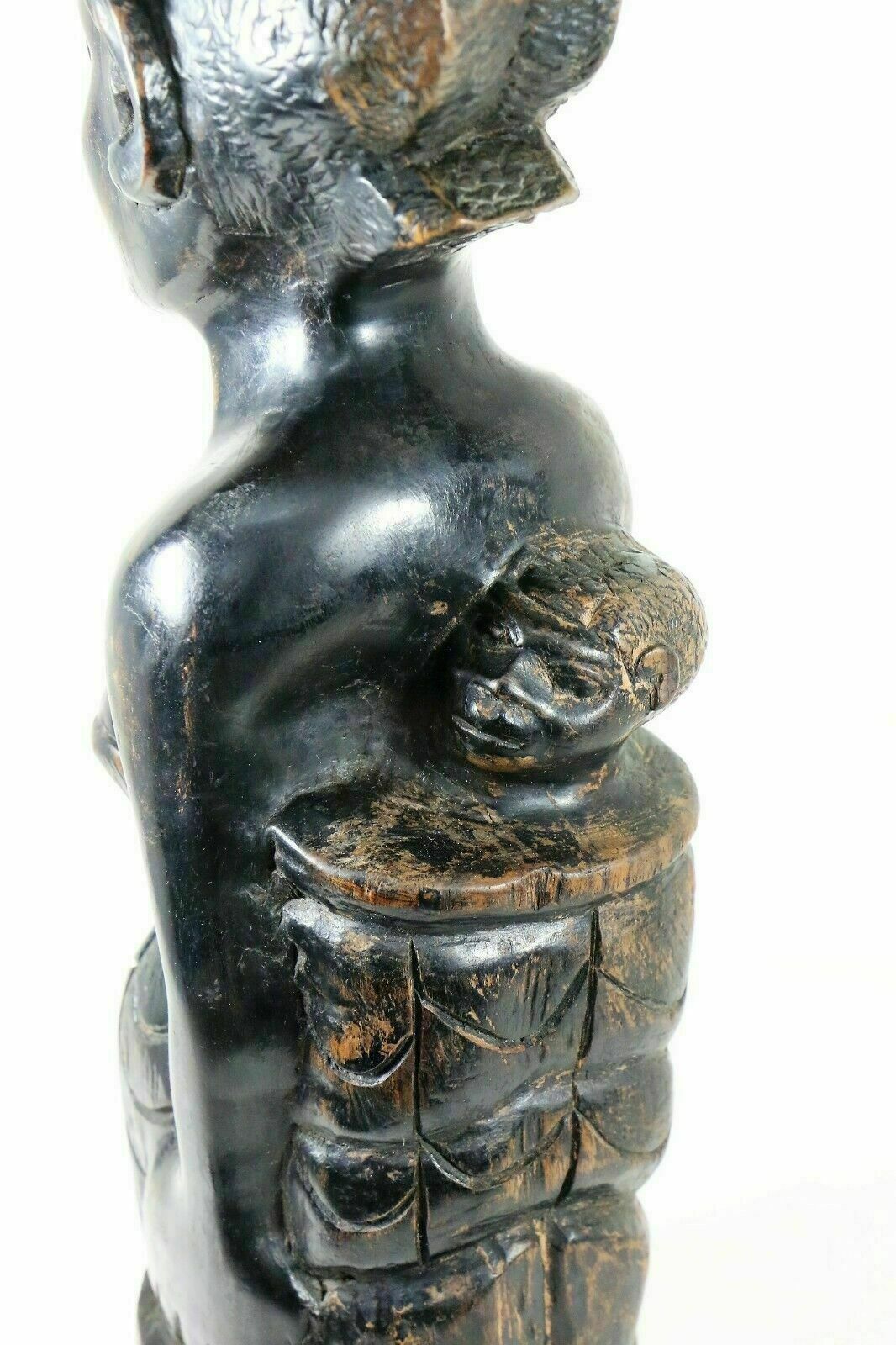 photo for sale A Vintage African Figure Carved Ebonised Wood Table Lamp Ethnic Early 20th C
