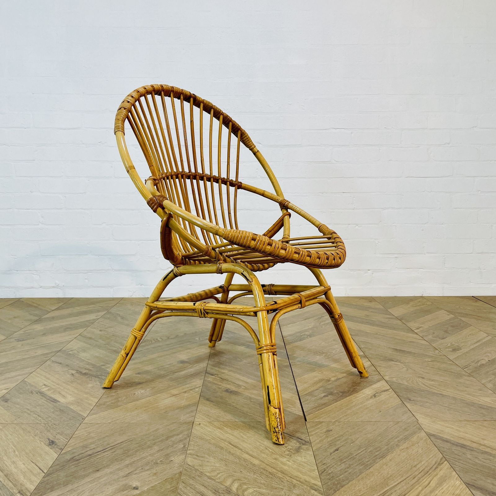 Vintage Franco Albini Style Rattan Chair, 1970s photo for sale