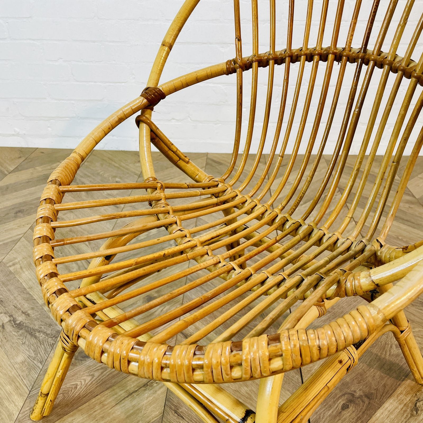 Vintage Franco Albini Style Rattan Chair, 1970s photo vinterior