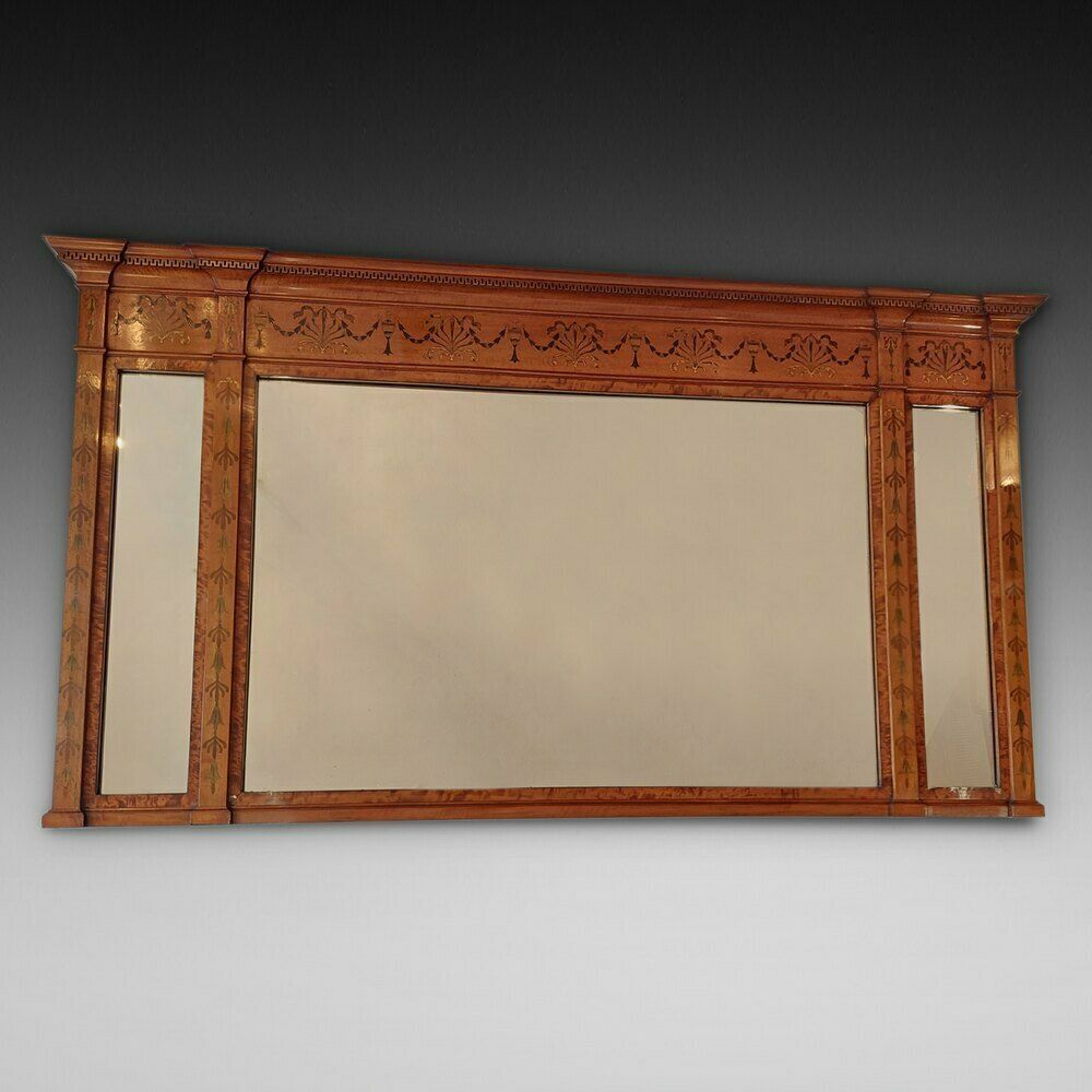 Satinwood Sheraton Style Over Mantel Mirror