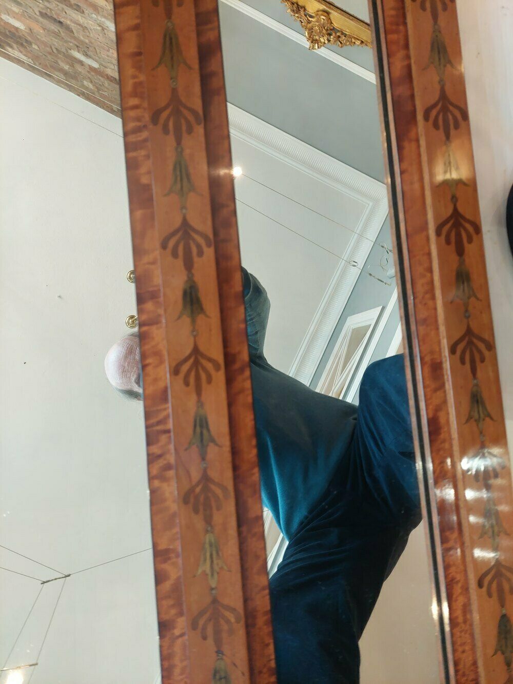 Satinwood Sheraton Style Over Mantel Mirror photo Home Decor