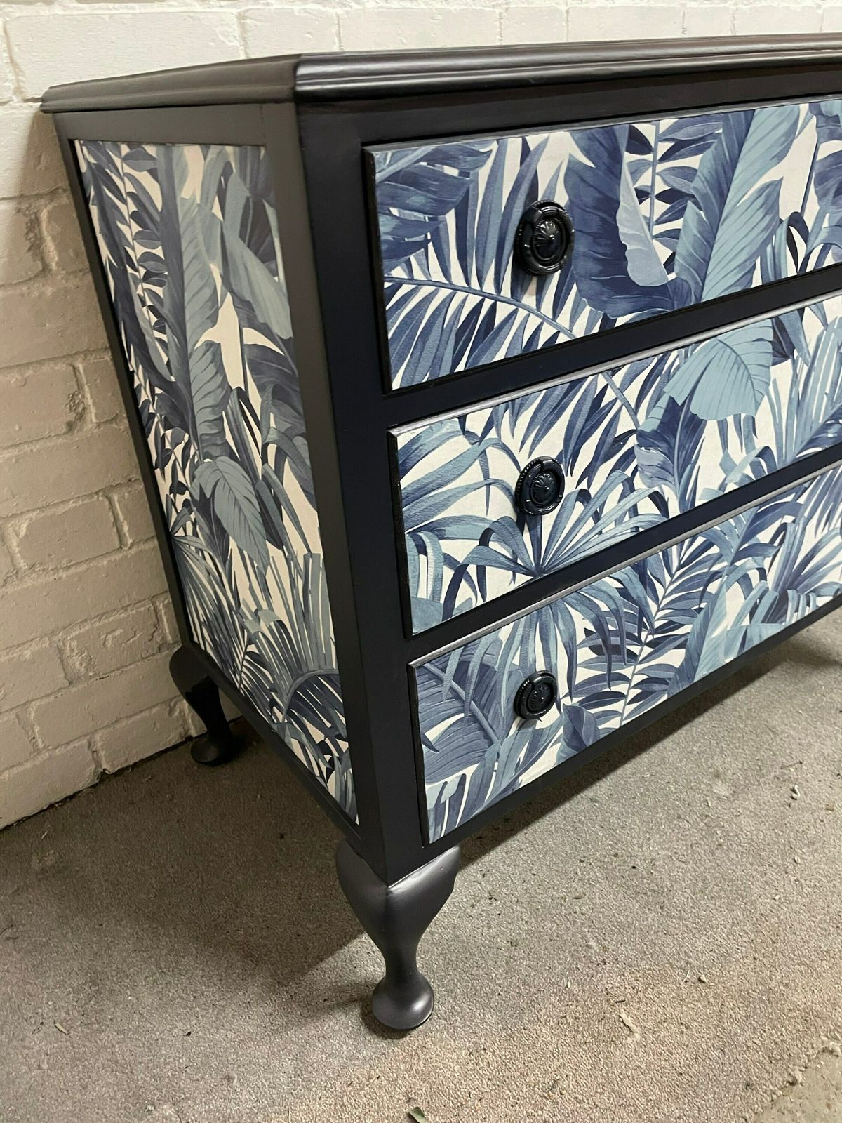 Queen Ann Decoupage Chest Of Drawers   Professional Spray Painted Finish photo vintage