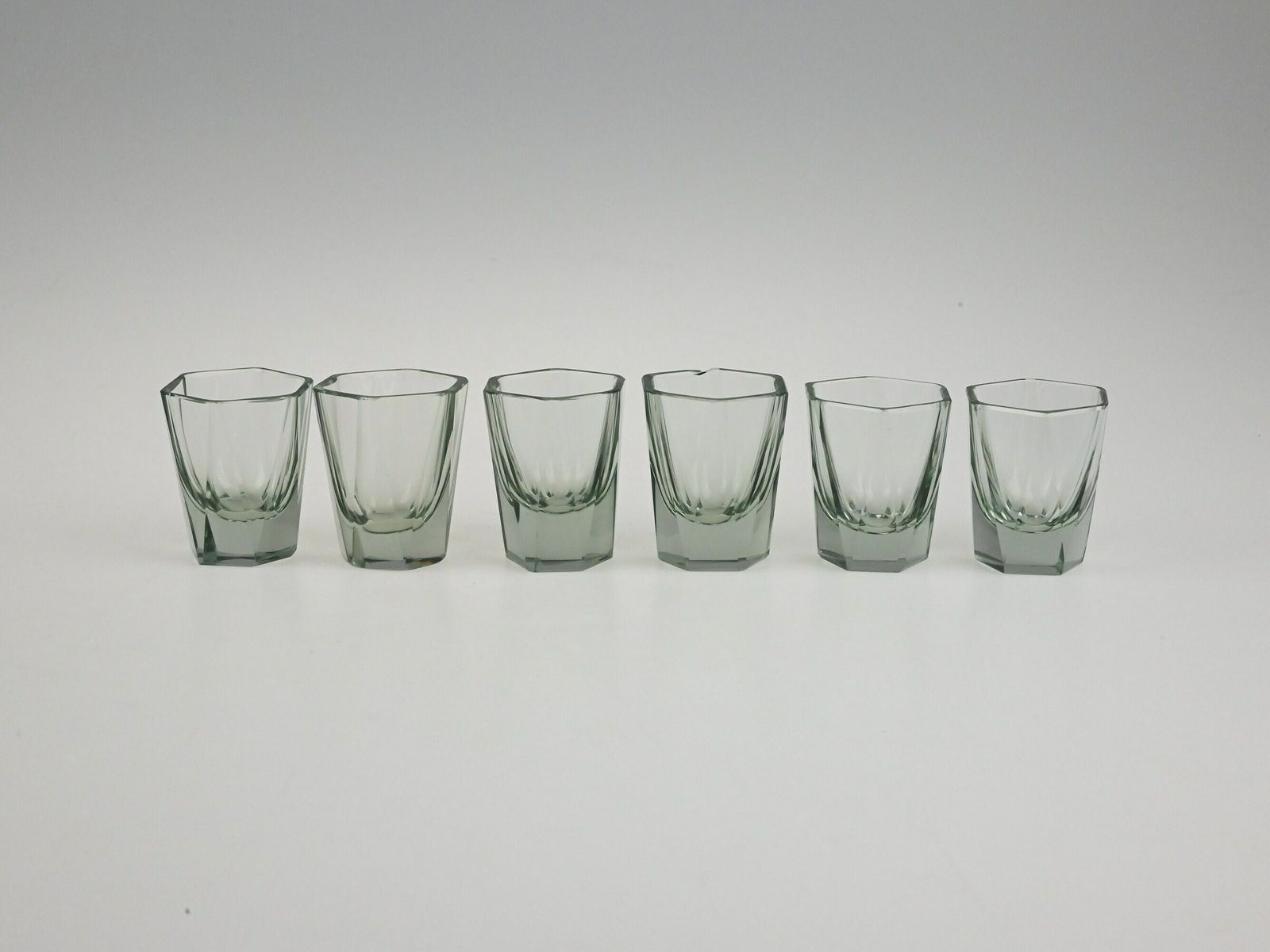 Vintage Set Of Six Gray Old Liqueur Glasses, Shot Glass Set, Liquer Glass Set, Shot Glasses, Gray Glass, Vintage Glass, Antique Glass Set photo furniture