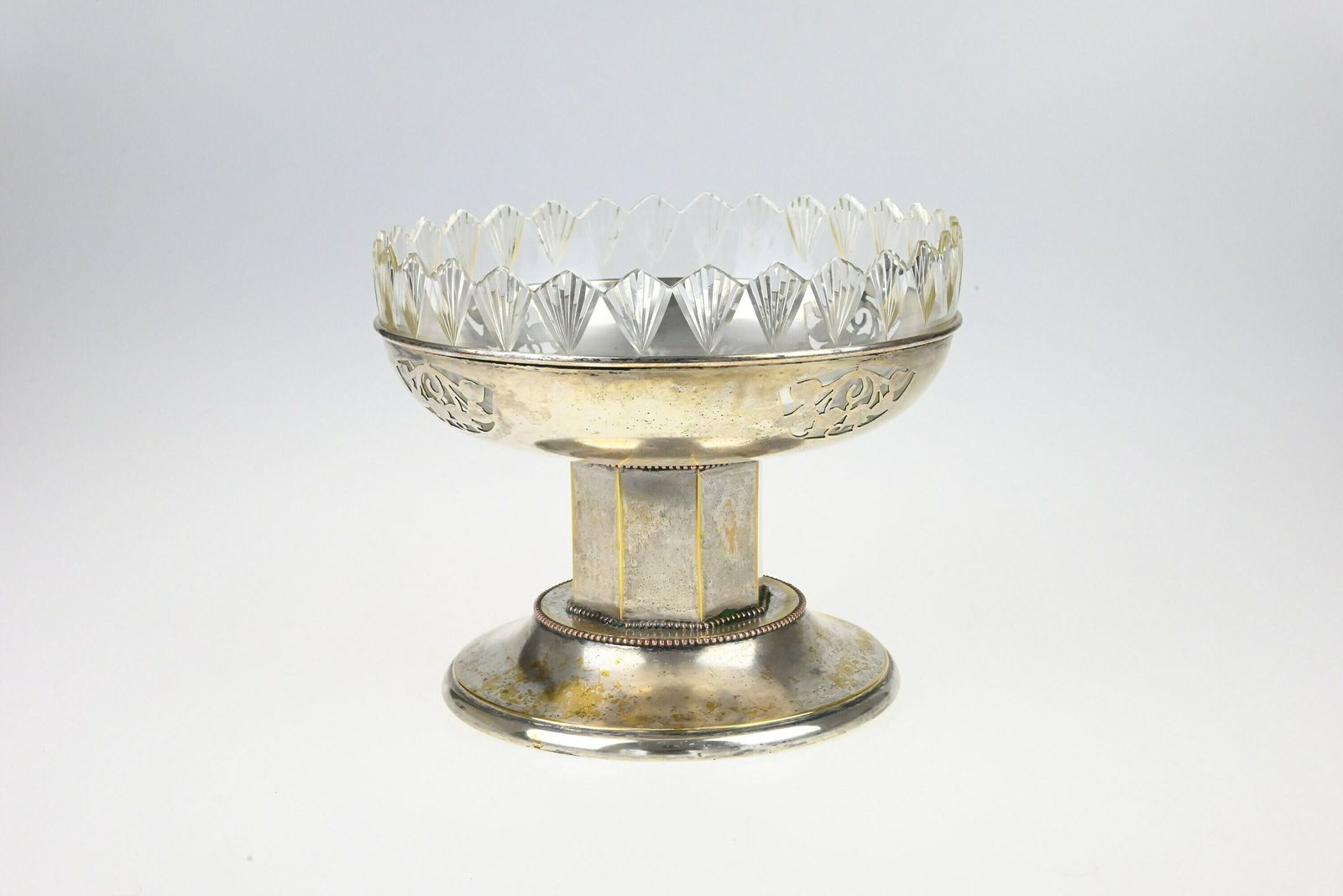 Antique Art Nouveau Metal Fruit Stand With Glass Bowl   Table Centerpiece, Art Nouveau Decor, Pedestal Fruit Bowl, Pedestal Fruit Dish photo furniture