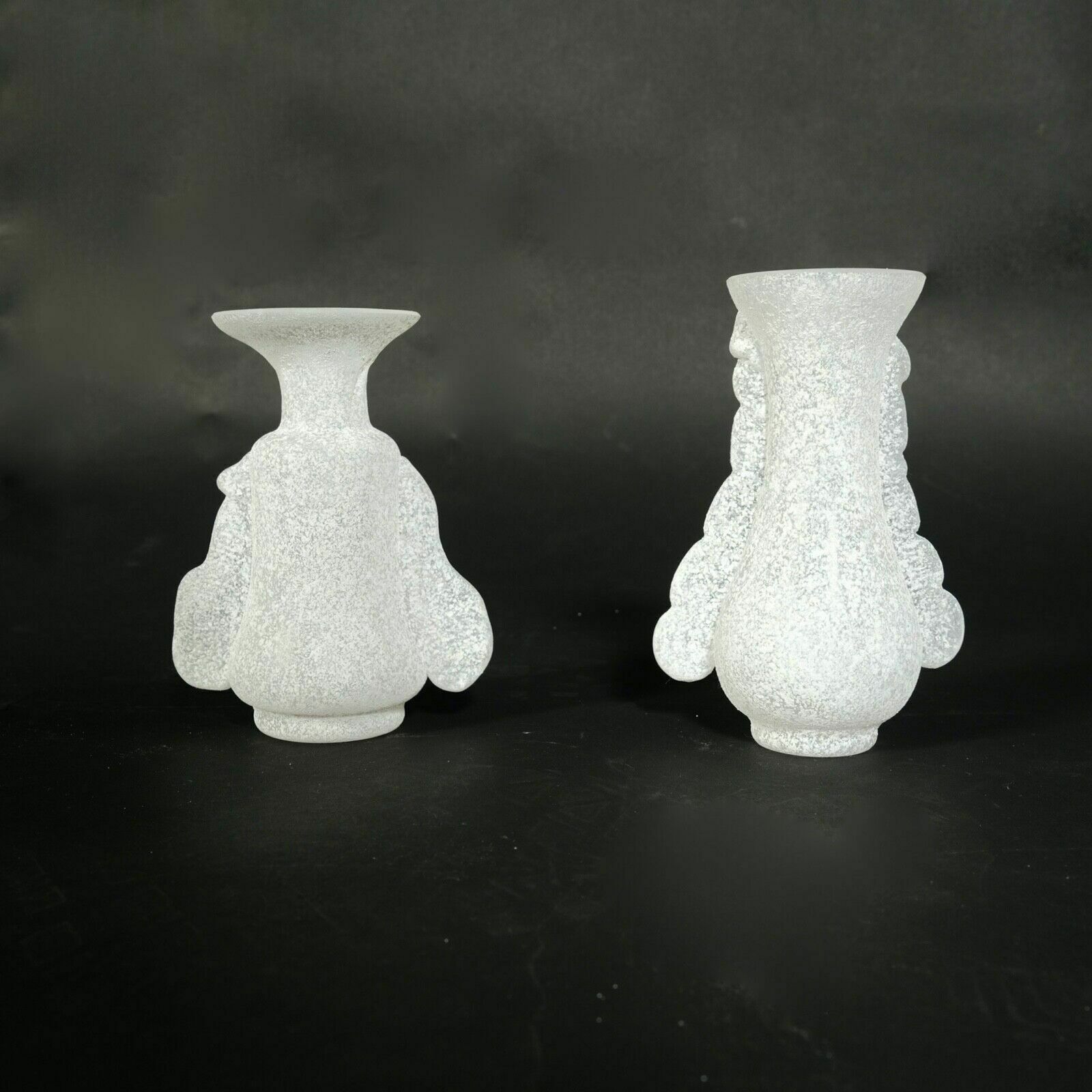 Seguso White Excavation Glass Vases Pair Of Vittorio Rigattieri Murano Vases From The 70s photo vinterior