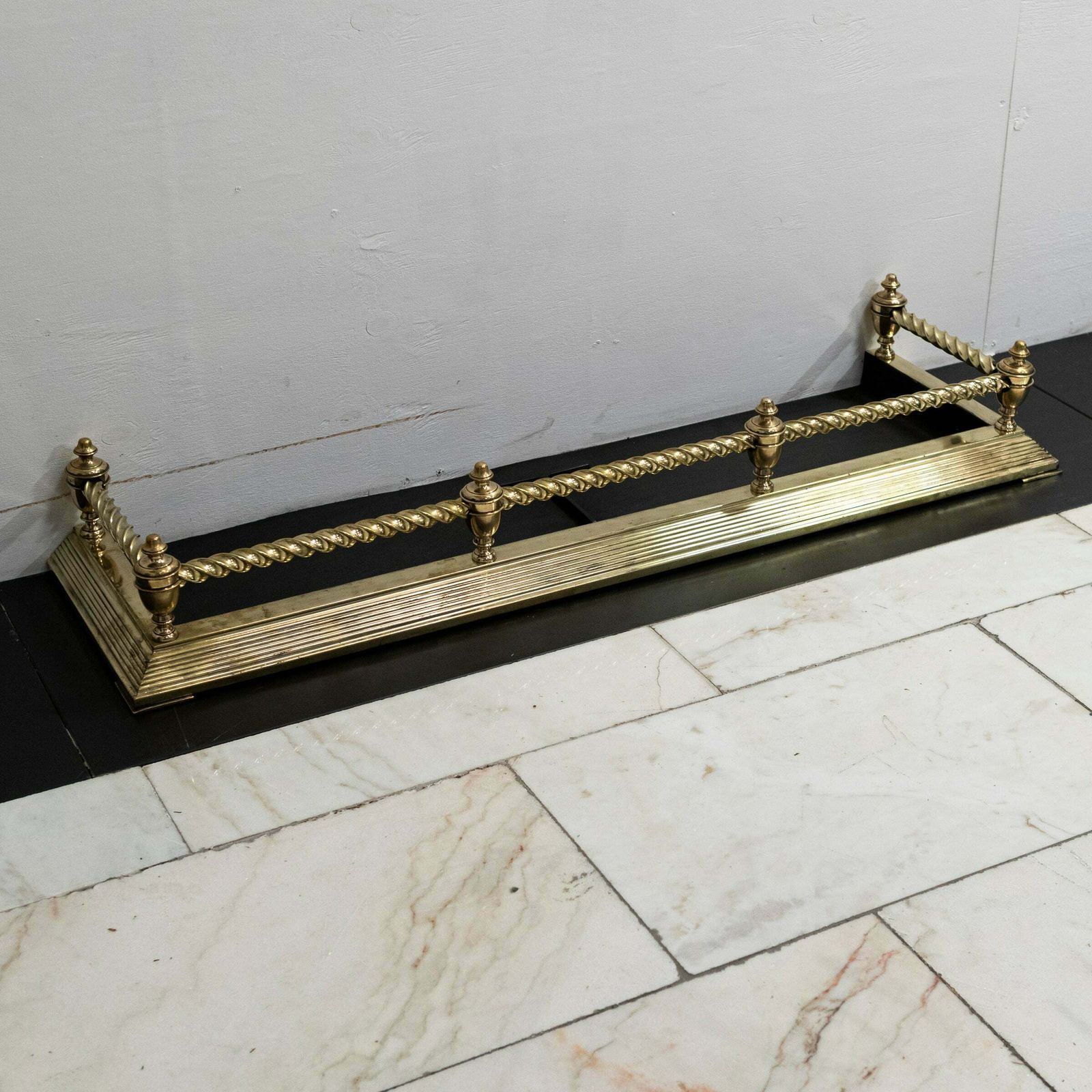 Antique Victorian Brass Fireplace Fender photo vintage