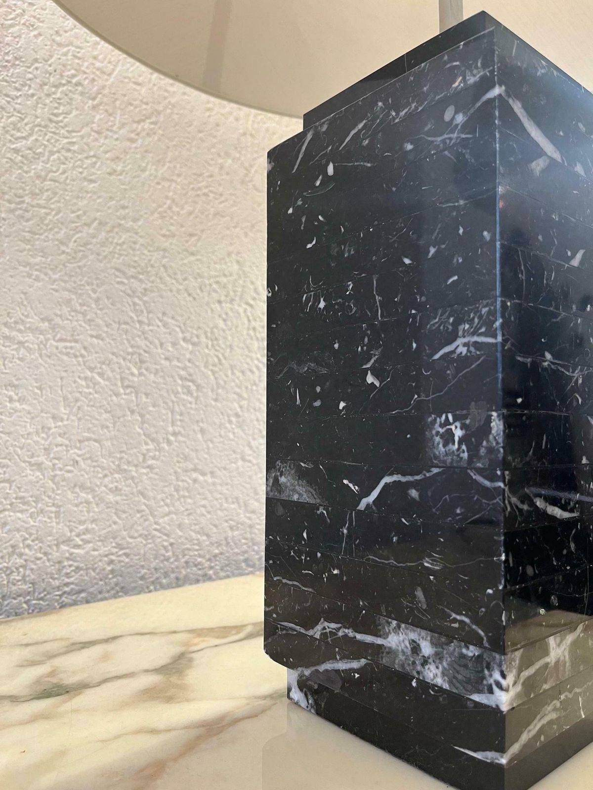 Pair Of Black Marble Table Lamps By Florence Knoll, Us Ca. 1960s photo vinterior