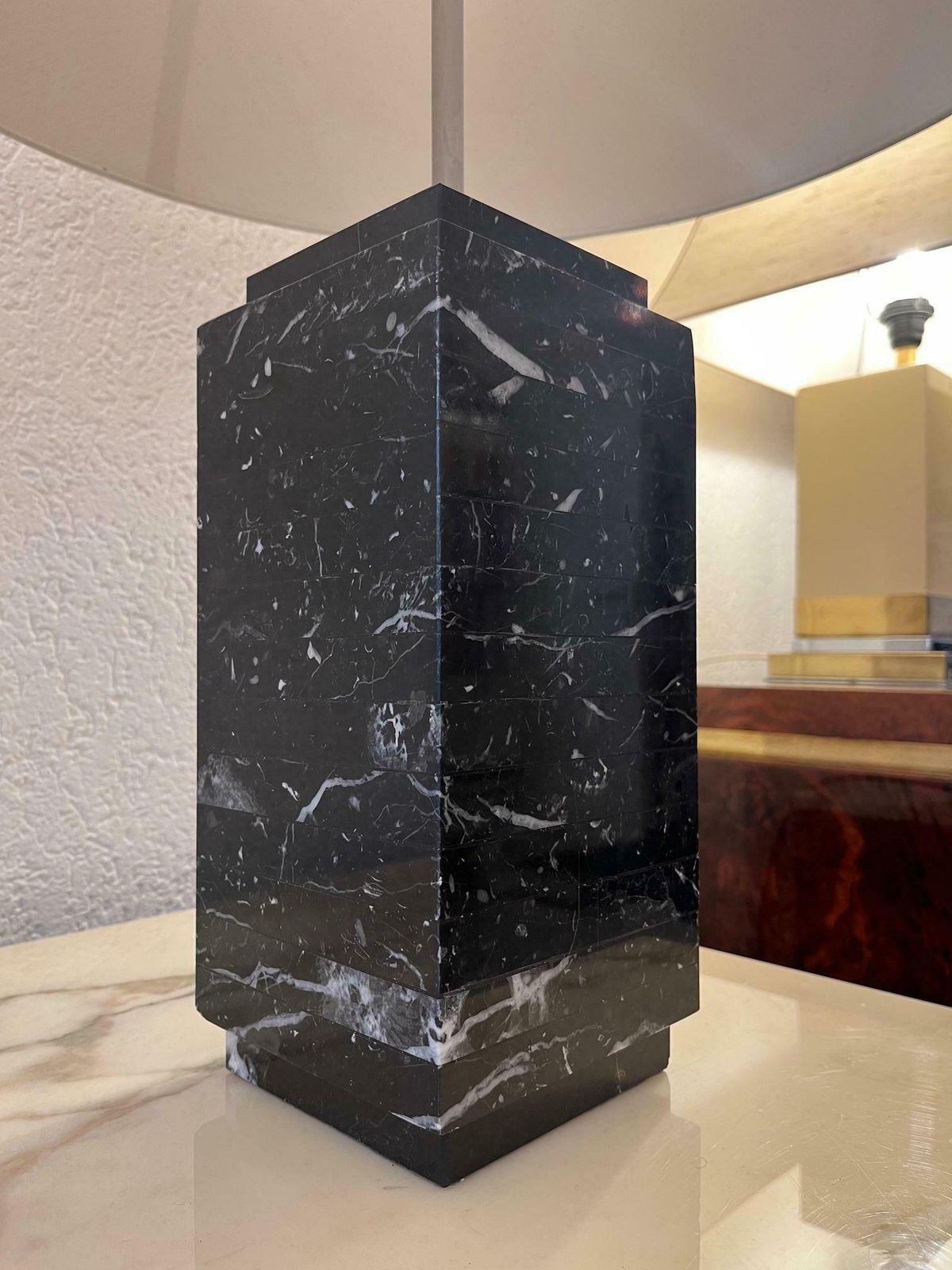 Pair Of Black Marble Table Lamps By Florence Knoll, Us Ca. 1960s photo buy