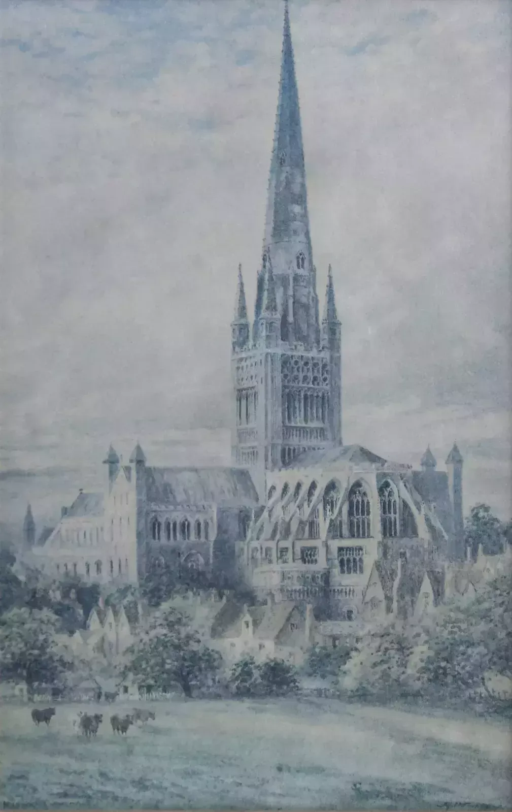 Set Of 3 Engravings/Print Of Norwich Cathedral photo for sale