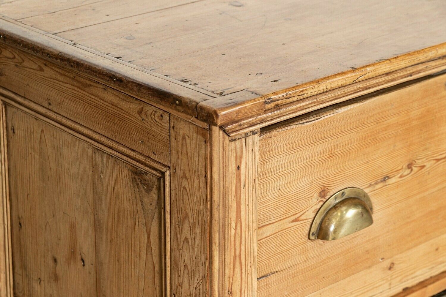Furniture Large 19thc English Pine Counter Drawers photo