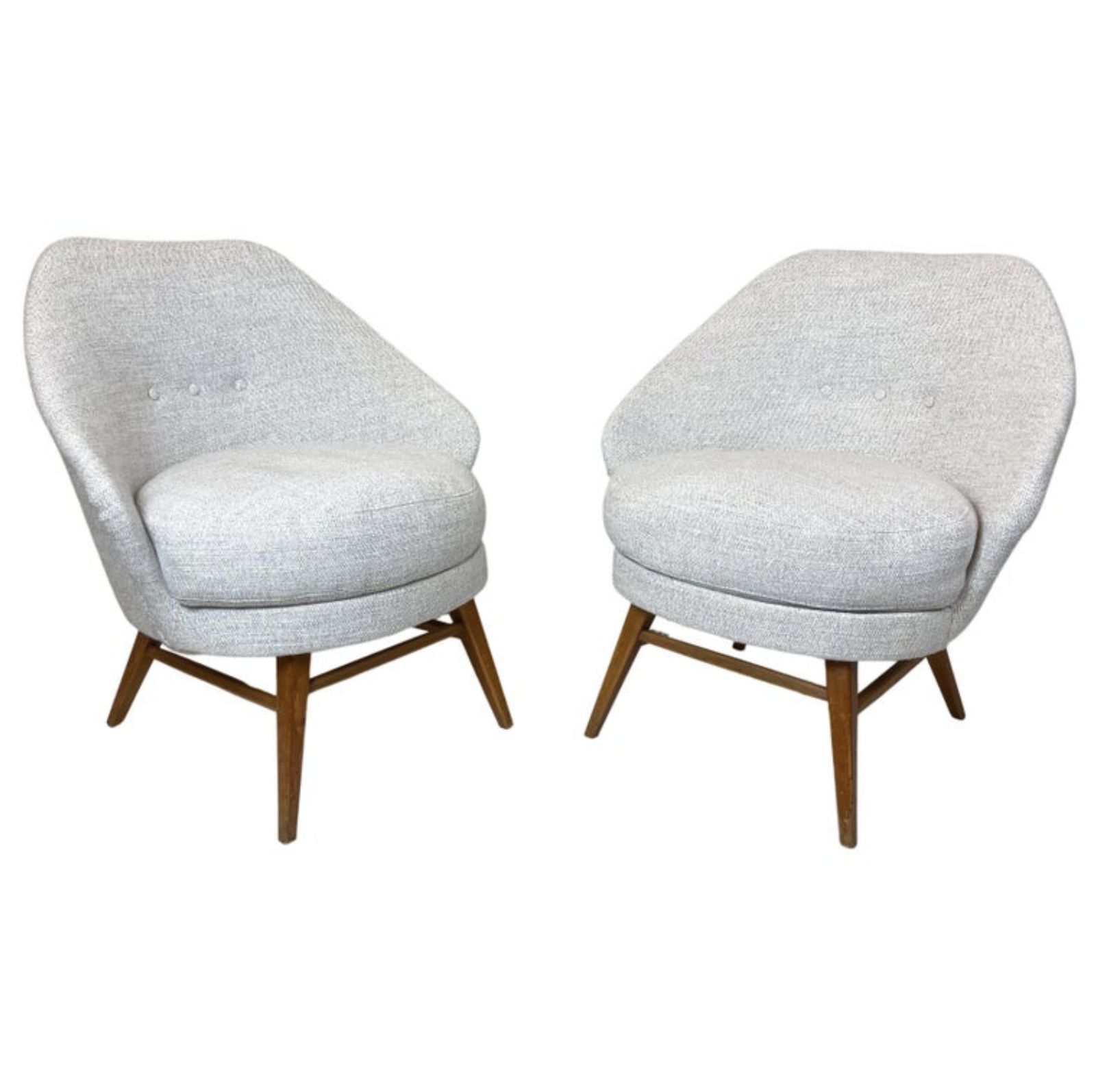 Mid Century Modern Pair Of Armchairs, Austro Hungarian, 1960s – New Upholstery