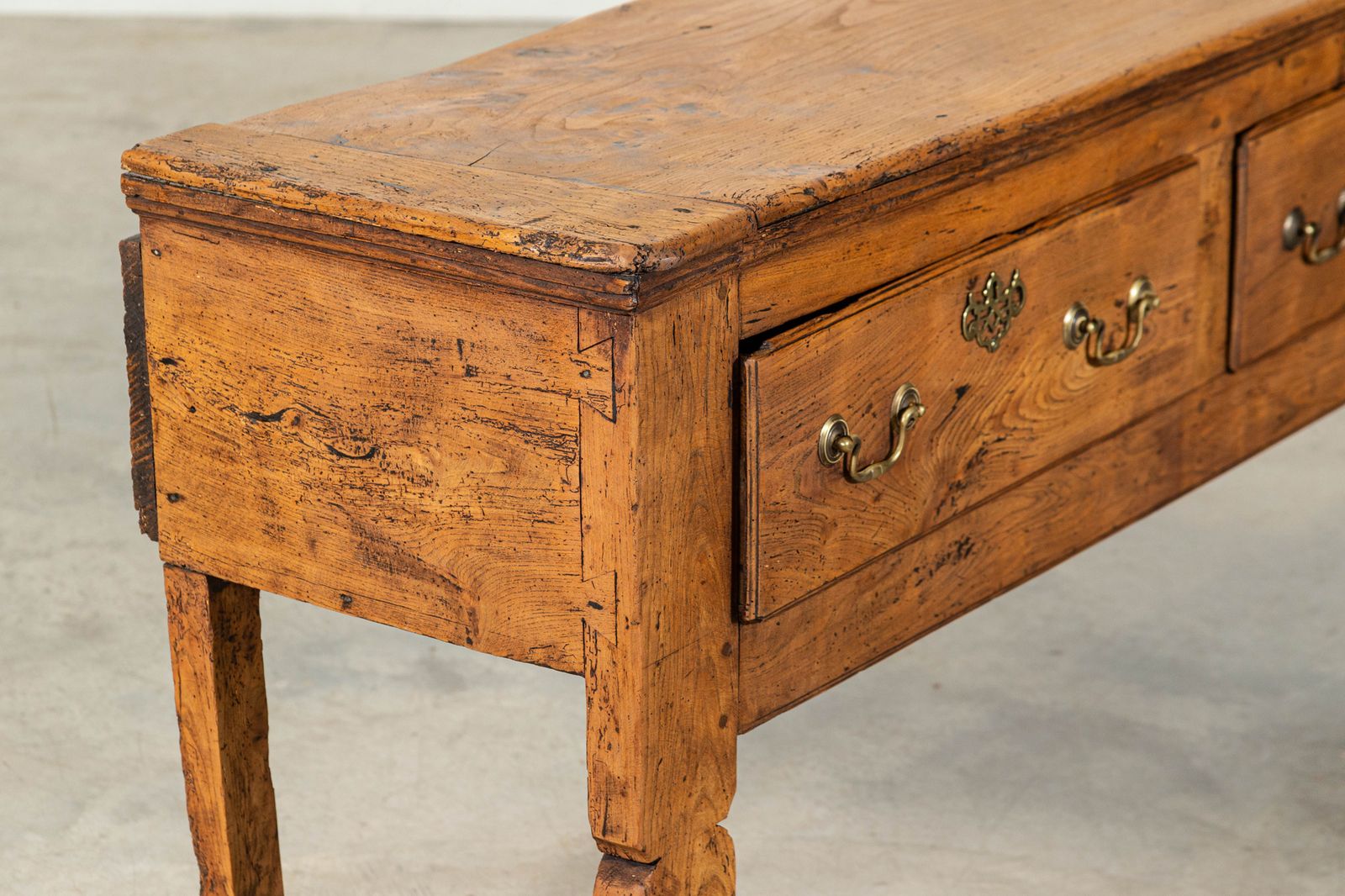 Large English 18thc Vernacular Elm Dresser Base photo vintage