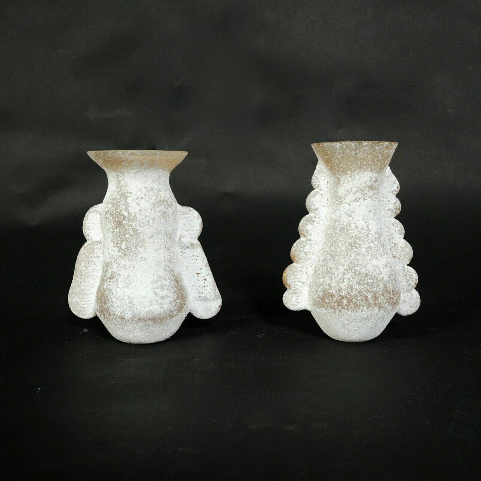 Pair Of Seguso Vases Ocher Glass Vases Vittorio Rigattieri Murano 1970s photo vinterior