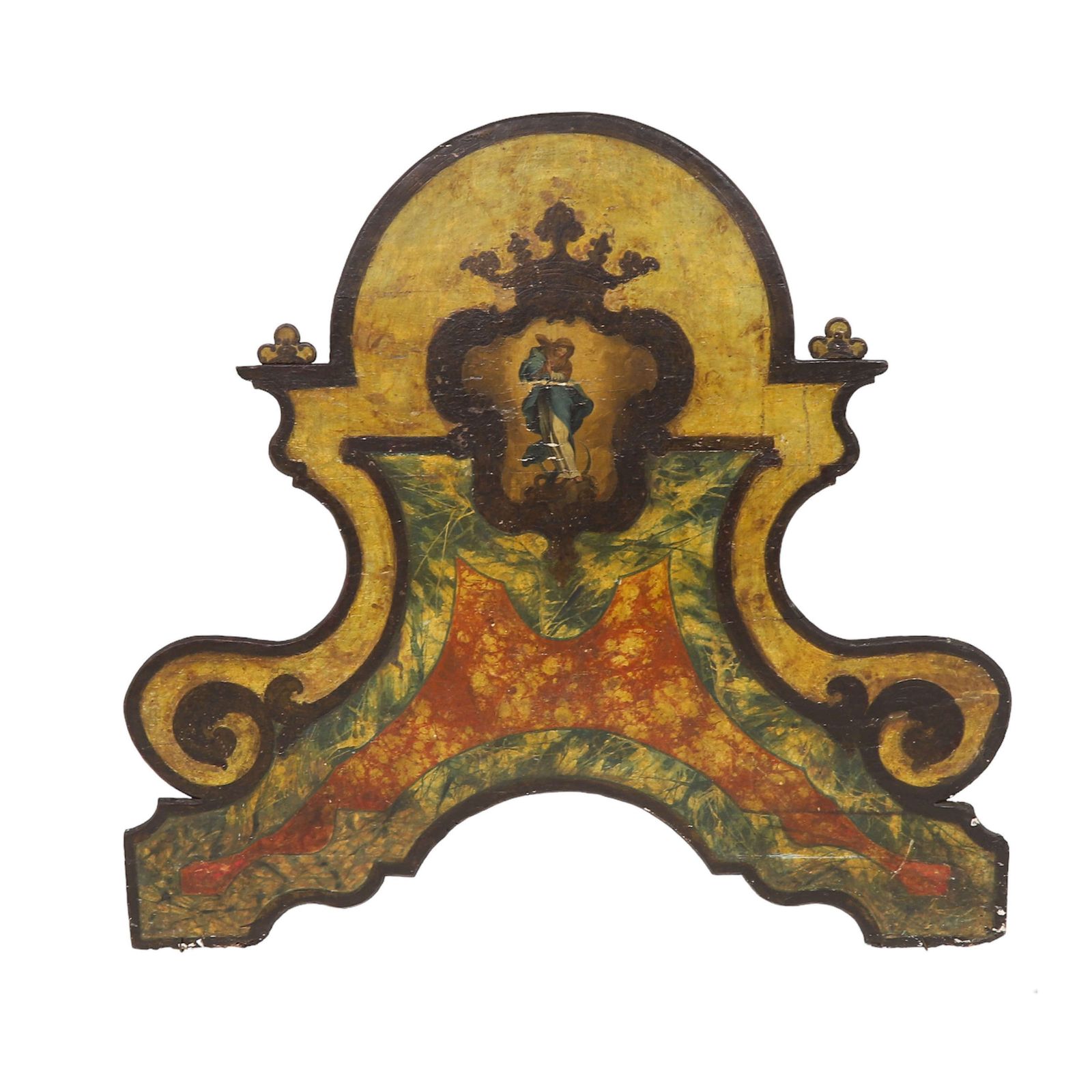 19th C Hand Painted Spanish Panel Headboard Overdoor