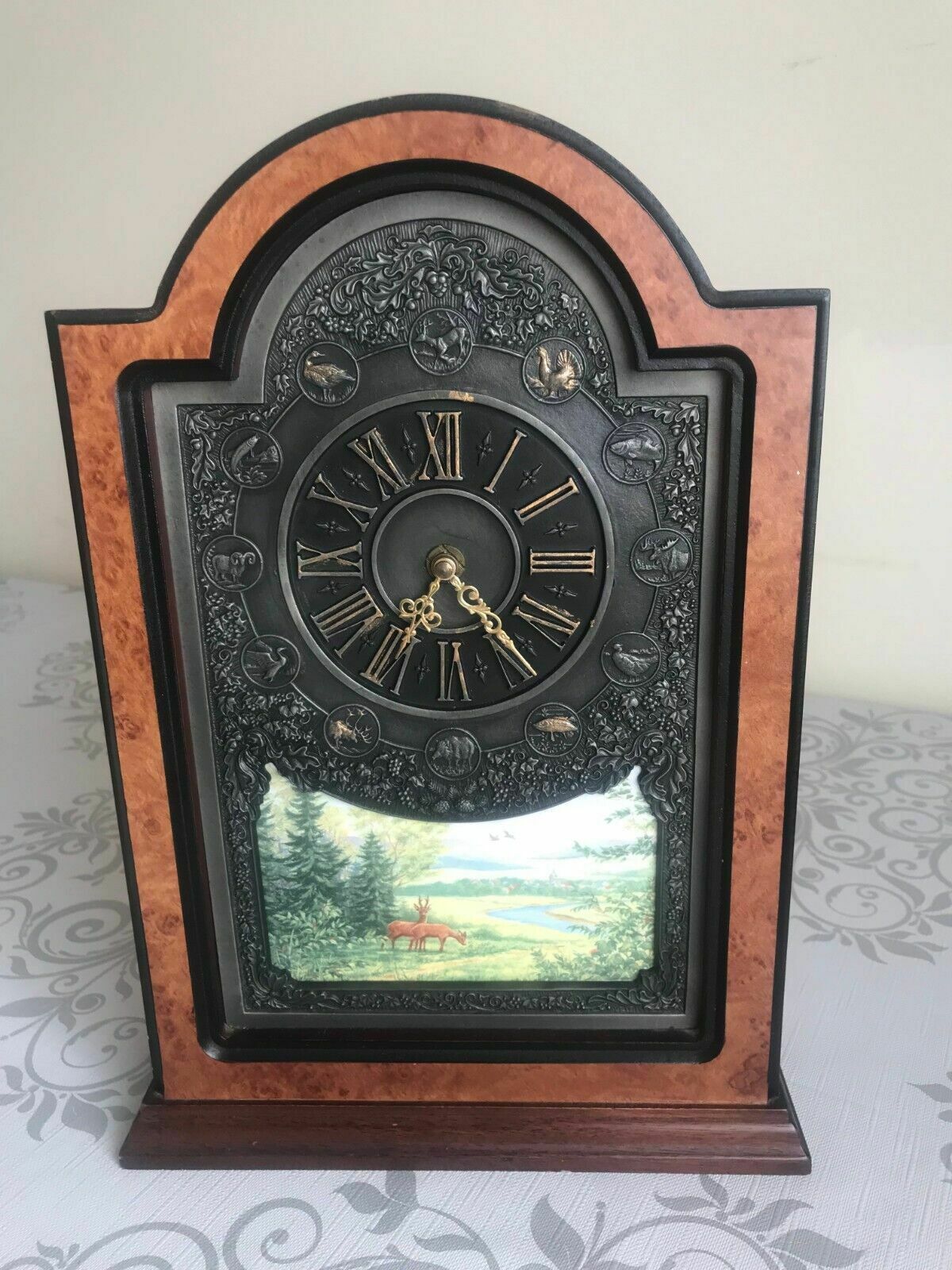 German Antique Franklin Mint The Sportsman's Year Clock