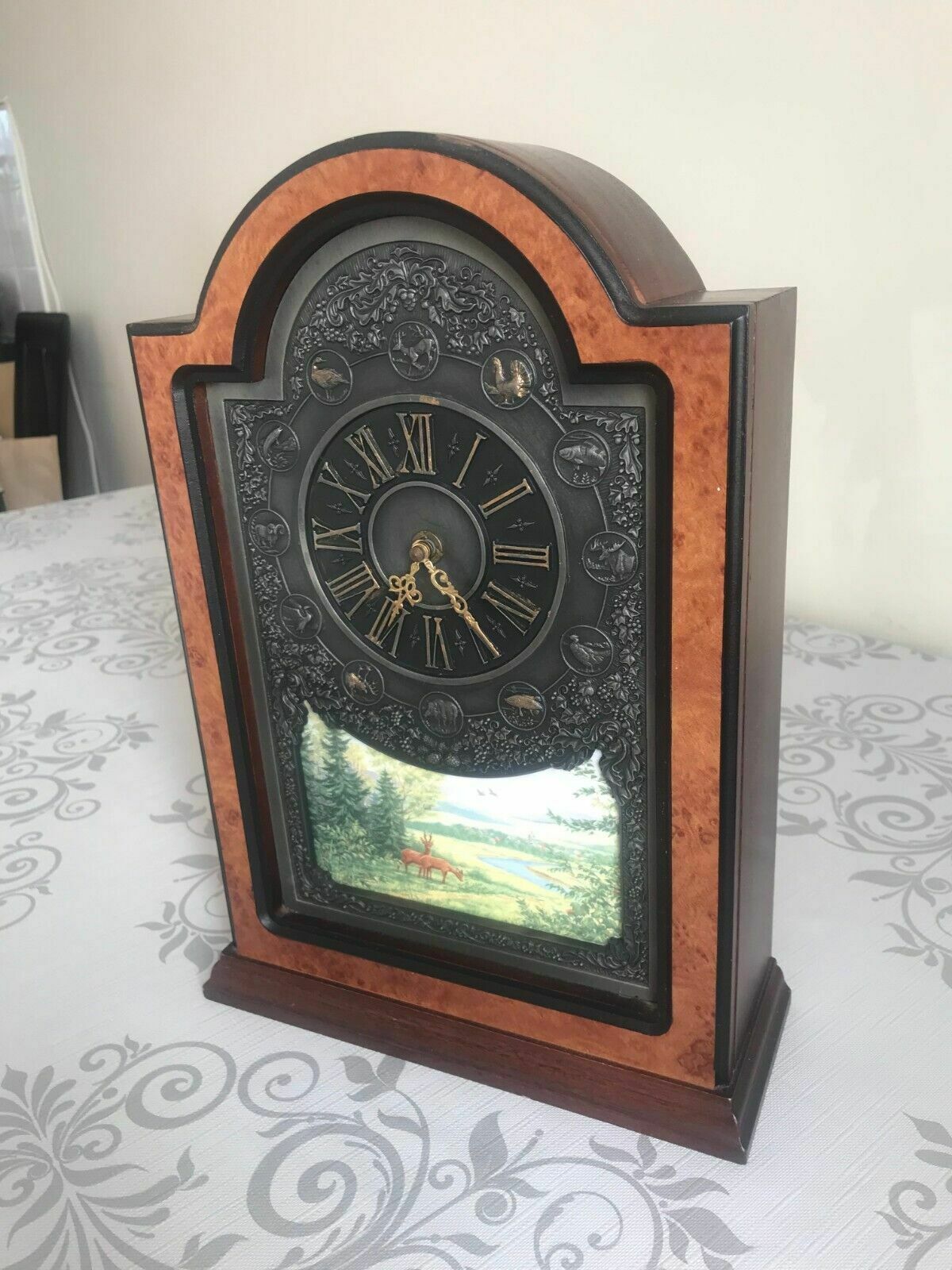 German Antique Franklin Mint The Sportsman's Year Clock photo for sale