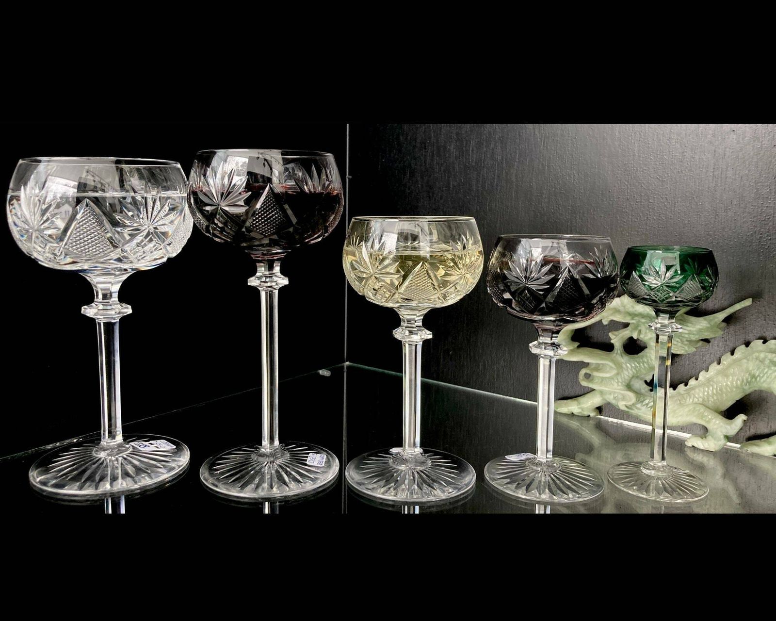 Val Saint Lambert Berncastel | Clear Crystal Glassware | Select Water, Wine Or Port | Approx 1950s