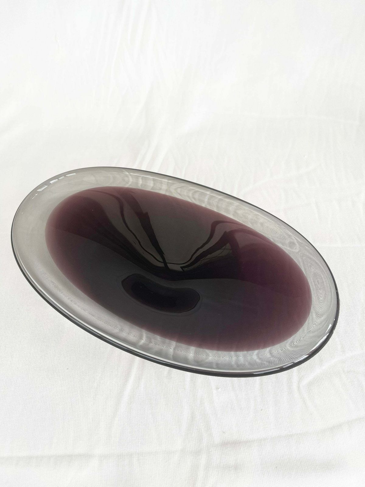 Purple Mid Century Scandinavian Biomorphic Studio Art Glass Bowl Circa 1960 photo vinterior