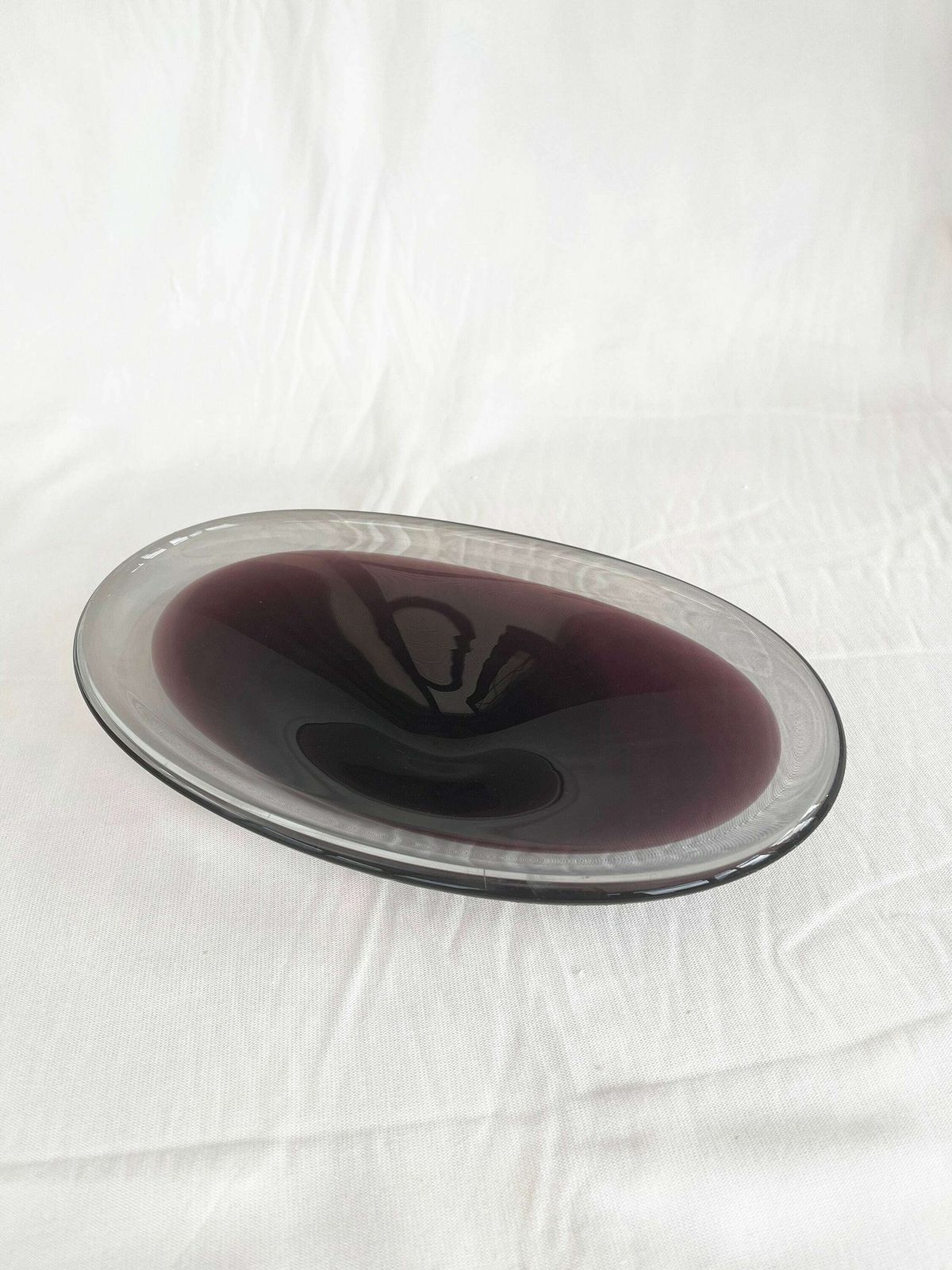 Purple Mid Century Scandinavian Biomorphic Studio Art Glass Bowl Circa 1960 photo buy