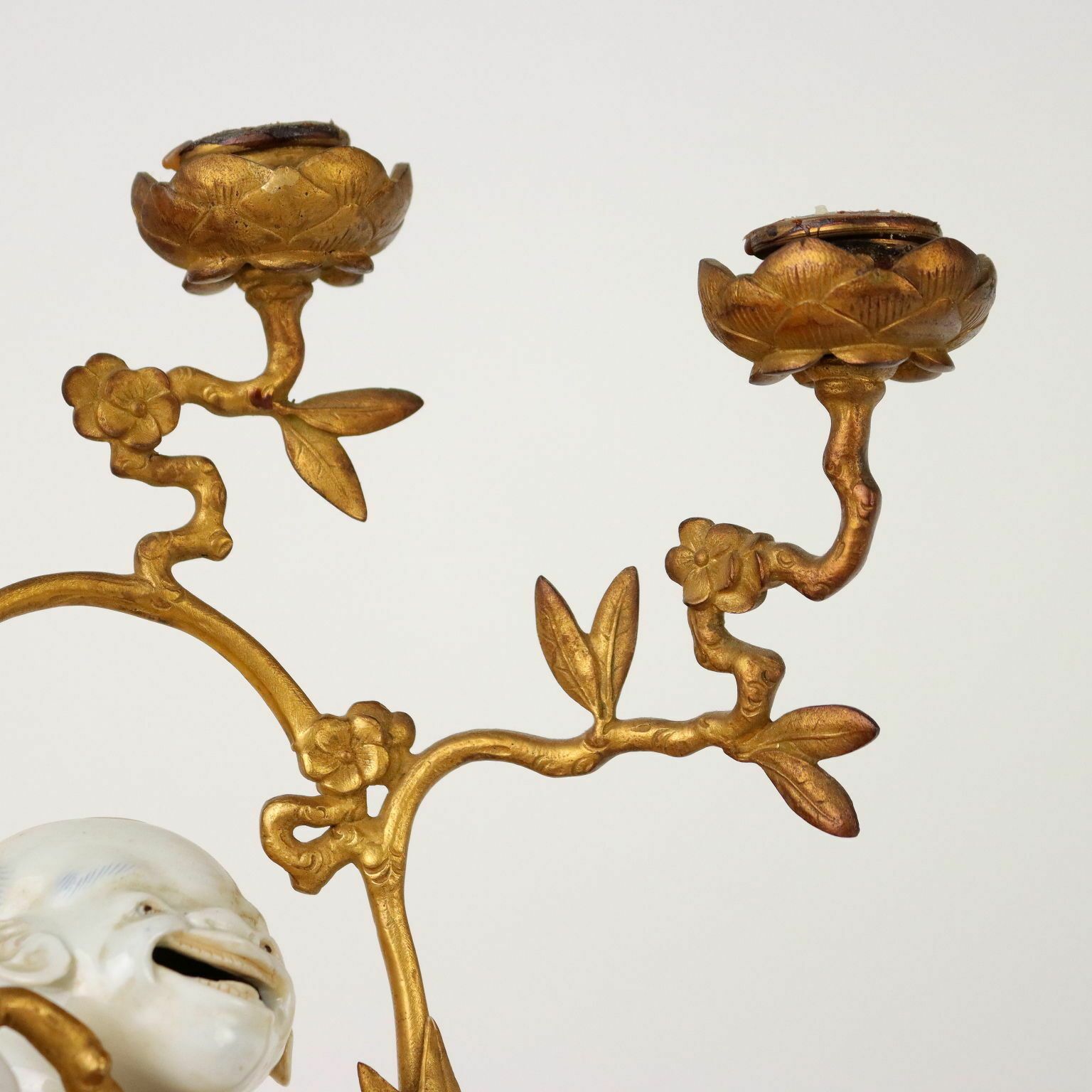 Pair Of Antique Candle Holders Bronze Japan XIX Century photo Home Decor