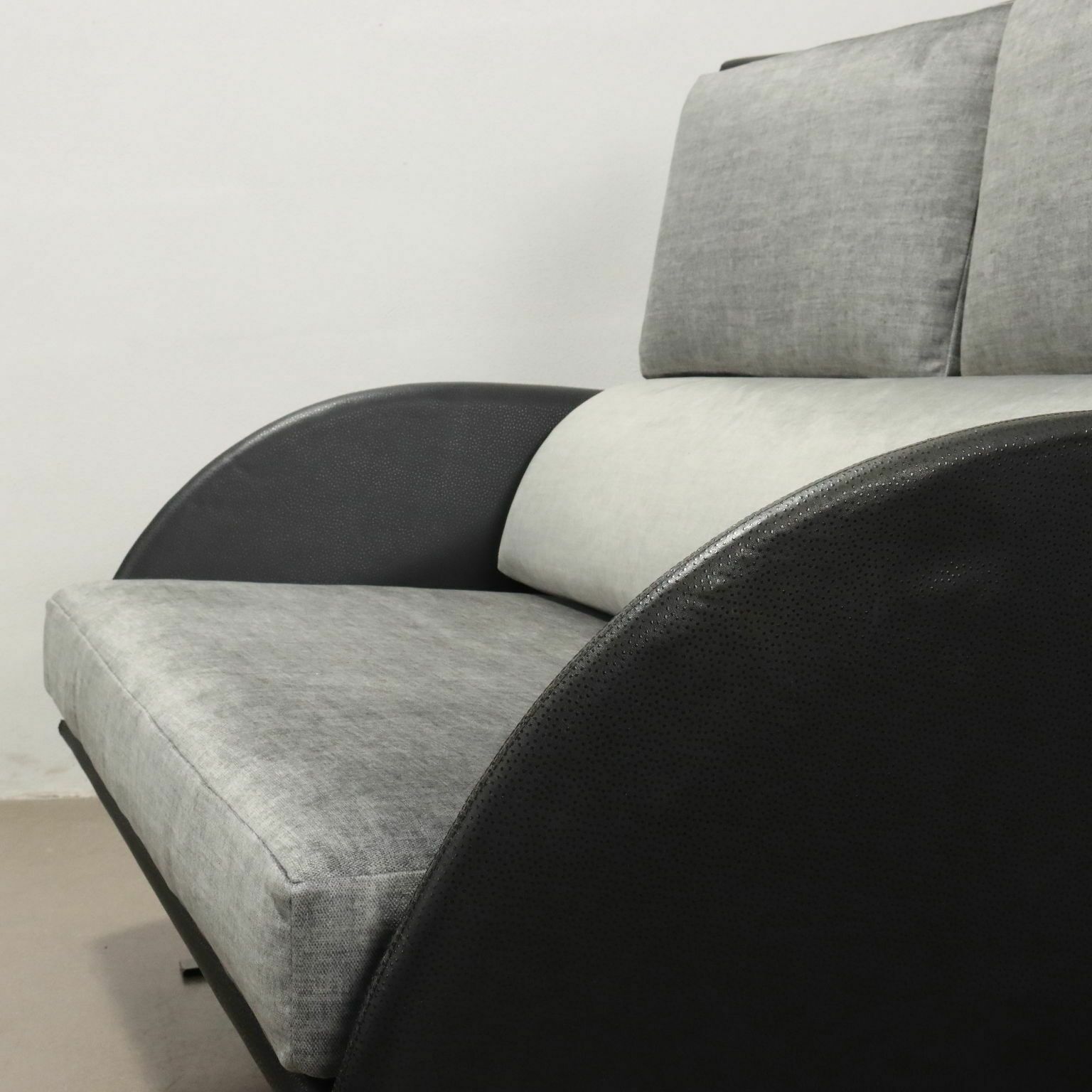 Vintage 1980s Sofa Velvet Leatherette With Pillowcases Italy photo vinterior