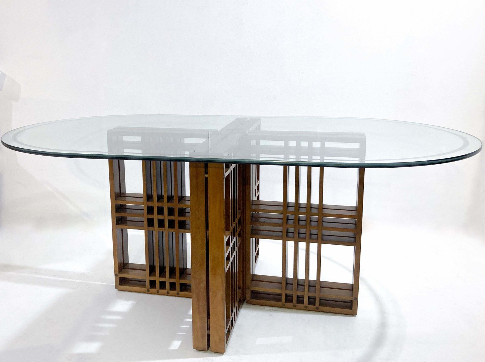 Mid Century Modern Italian Dining Table, Wood And Glass, 1960s photo buy