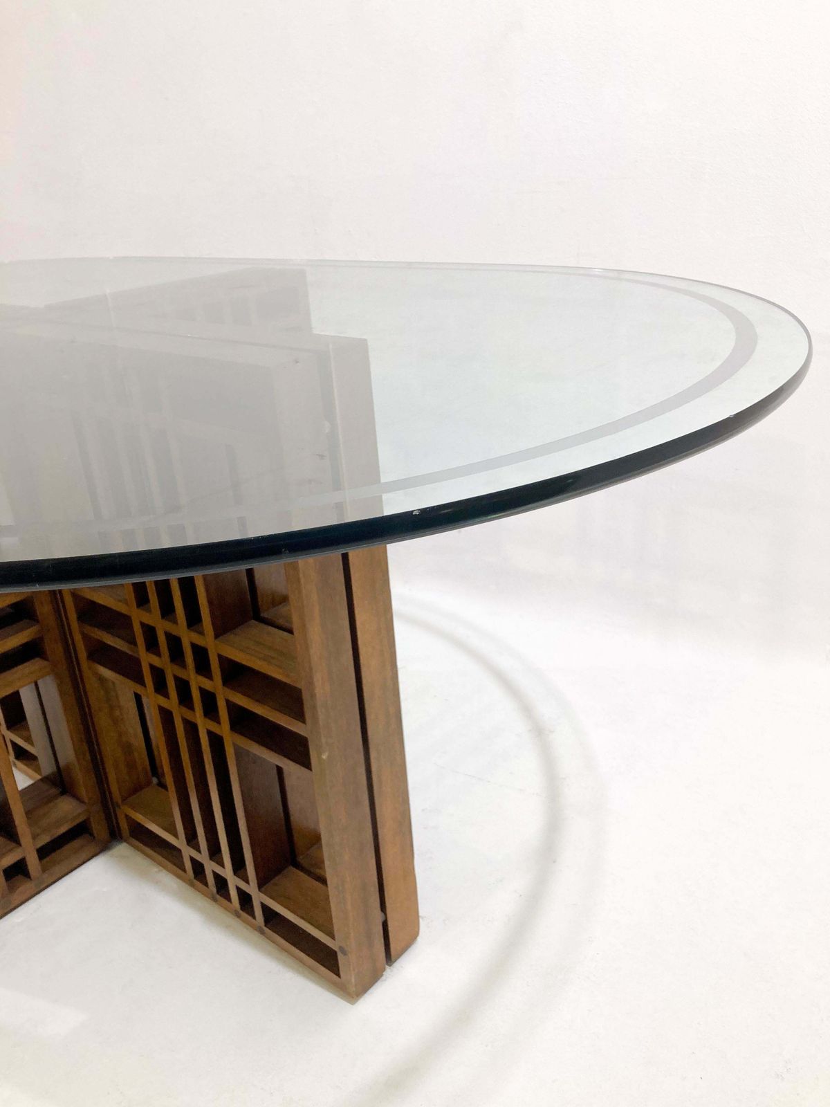 photo for sale Mid Century Modern Italian Dining Table, Wood And Glass, 1960s