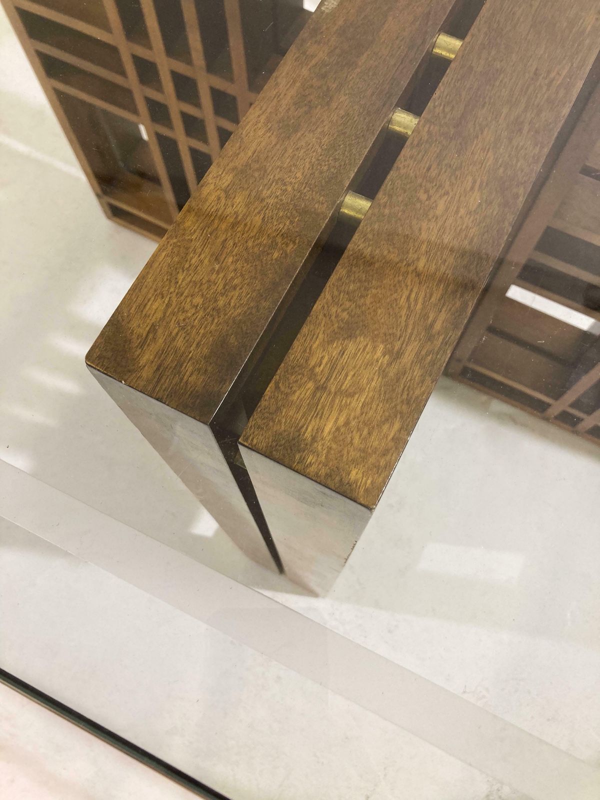 Furniture Mid Century Modern Italian Dining Table, Wood And Glass, 1960s photo
