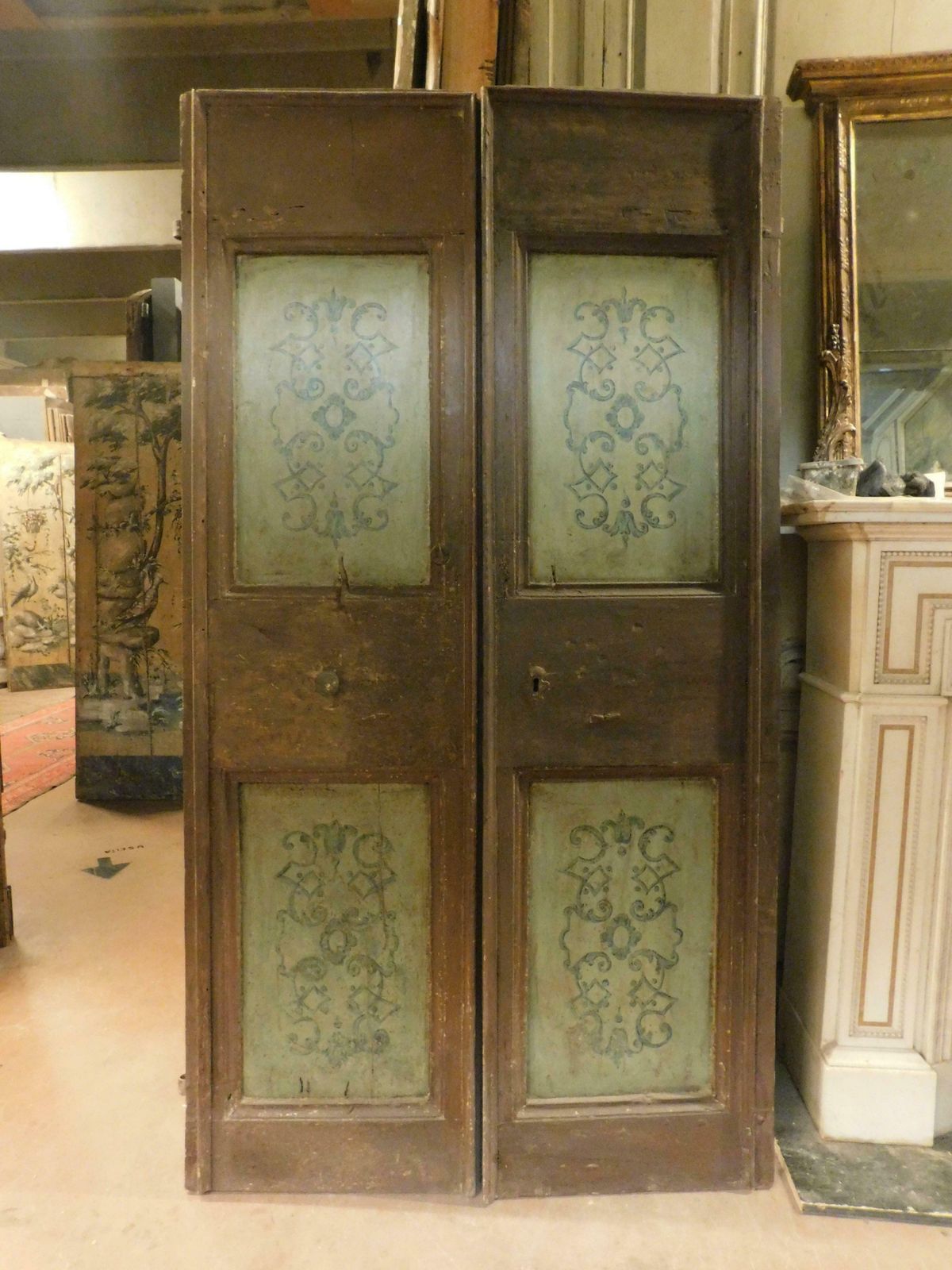 Interior Double Door, Lacquered And Painted, Umbria (Italy) photo vintage