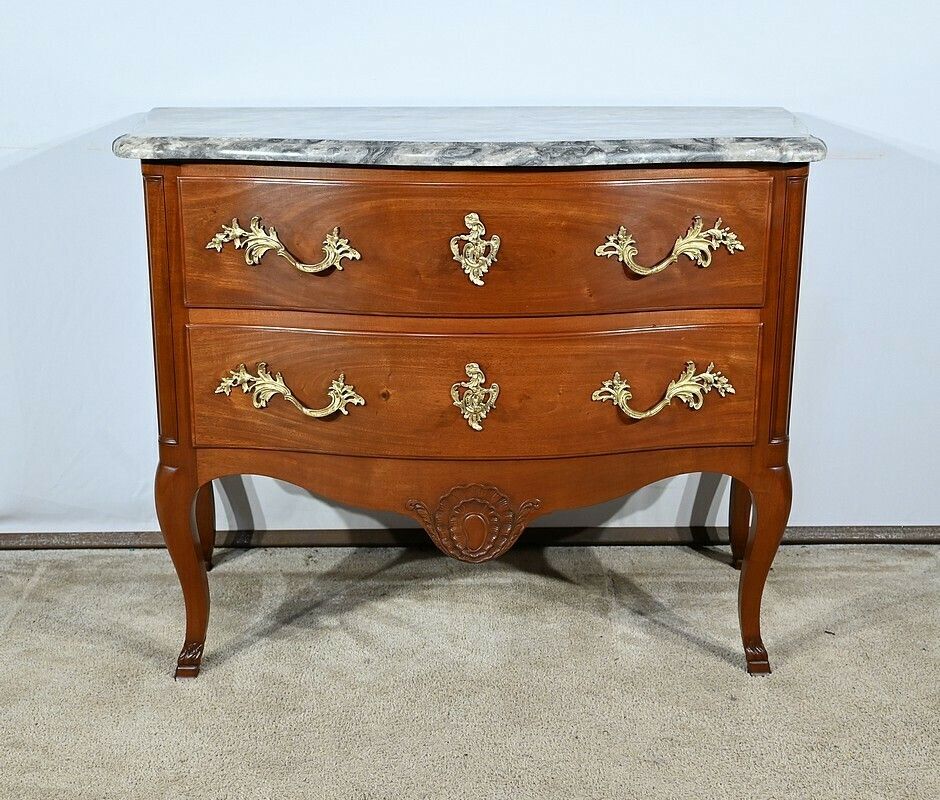 Sauteuse Commode In Solid Mahogany, Louis XV Style – Late 19th Century photo vintage