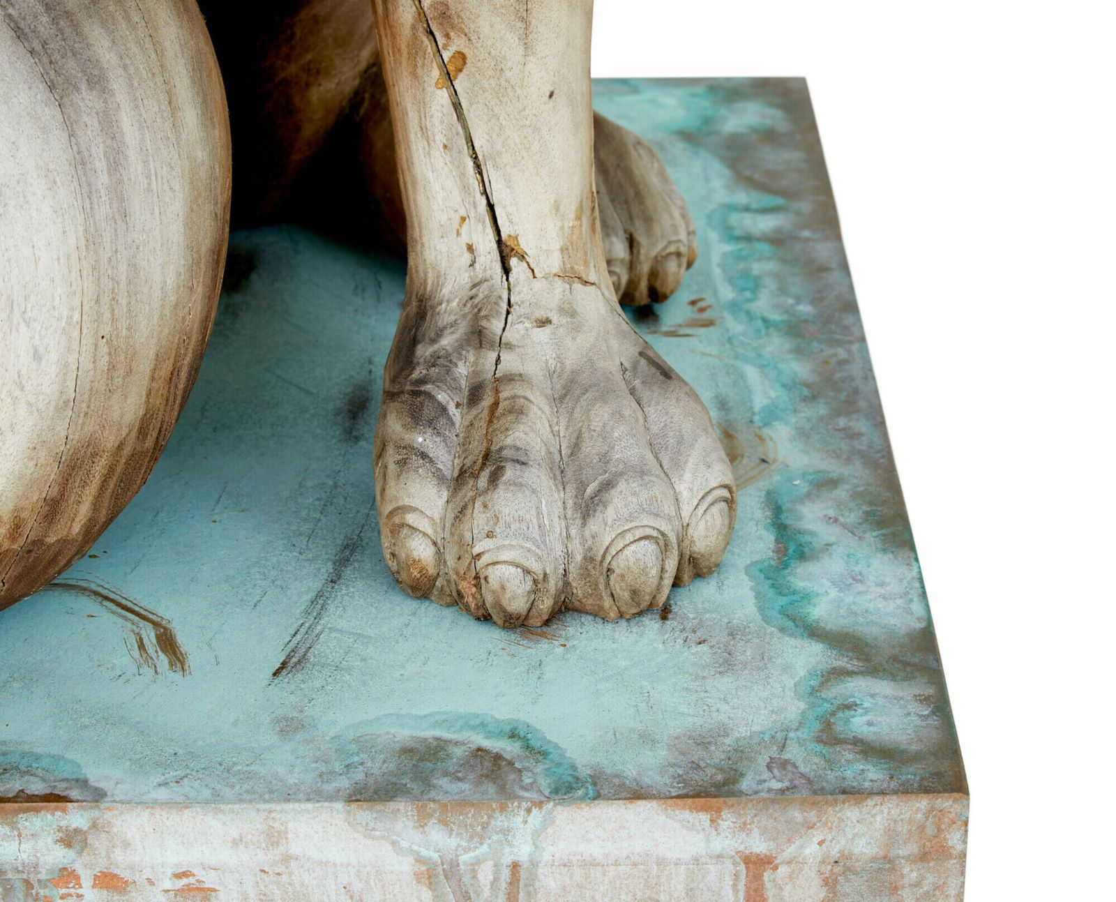 Pair Of Mid 20th Century Carved Solid Wood Lions photo for sale